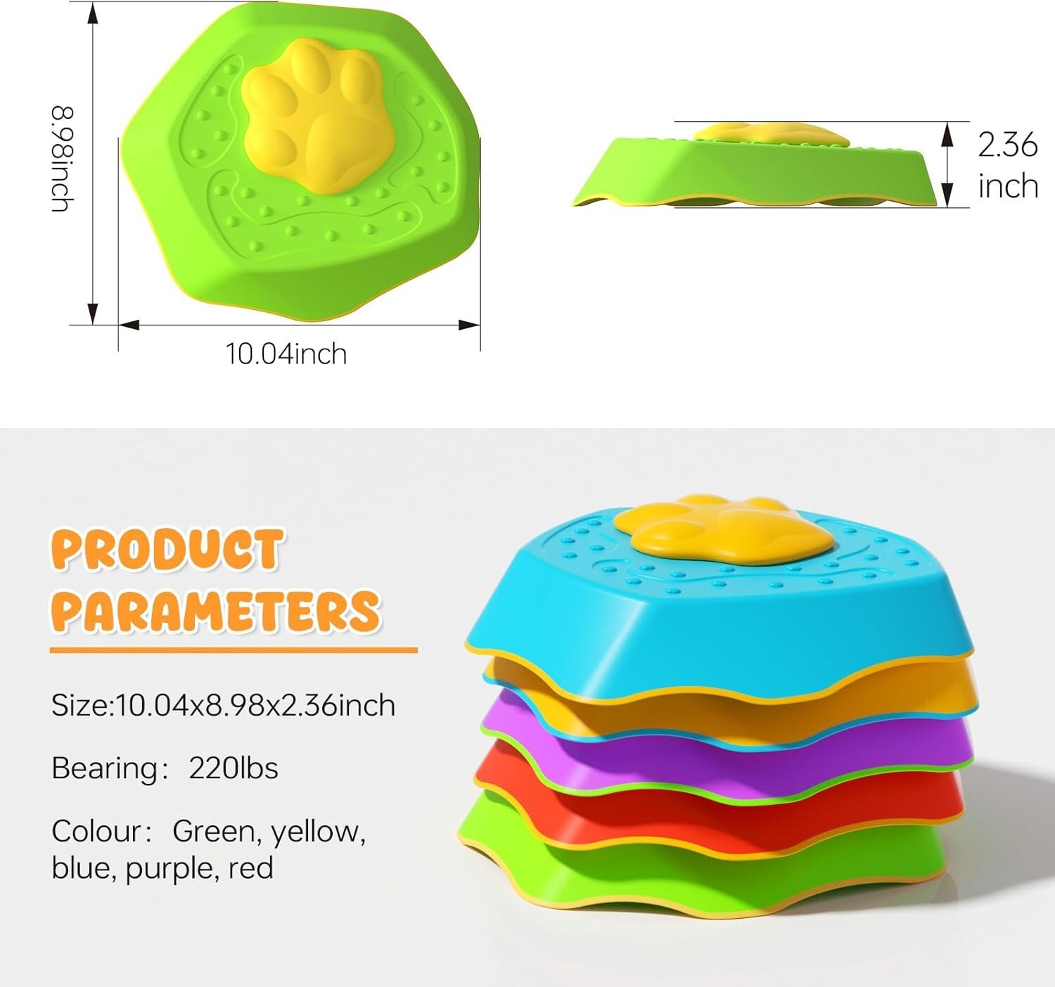 Voiced Stepping Stones for Kids, 5pcs Durable Non-Slip Balance Stones, Promoting
