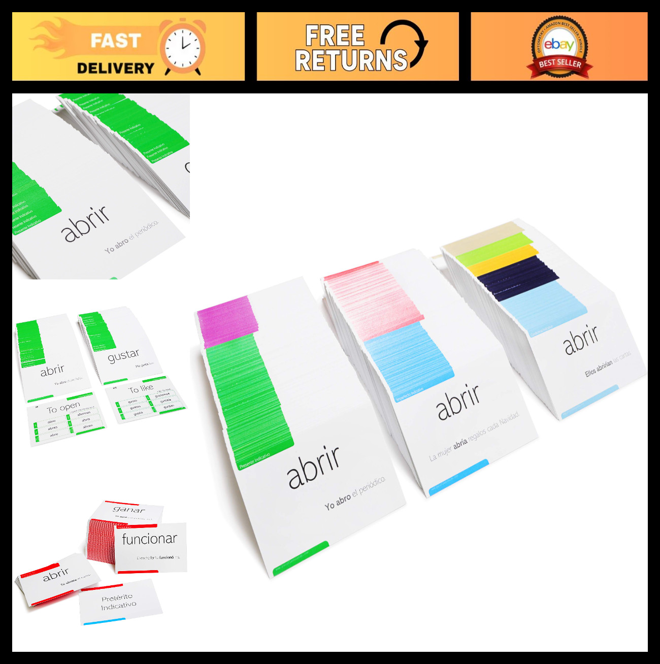 800 Spanish Conjugation Flash Cards – 200 Verbs, Full Examples, 9 Tenses