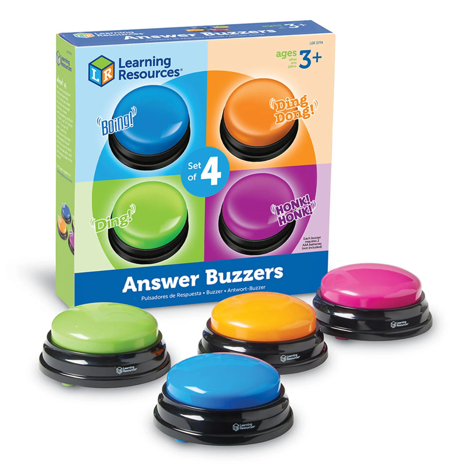 Learning Resources Answer Buzzers Set of 4 Assorted Colored Buzzers OPEN BOX NEW