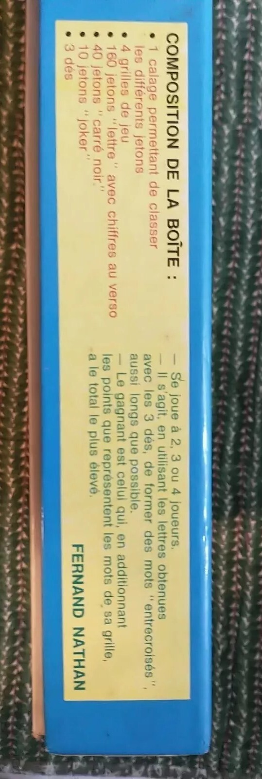 VTG Nathan Board Crossword Game Educational Family Ref 590928 French Class EUC
