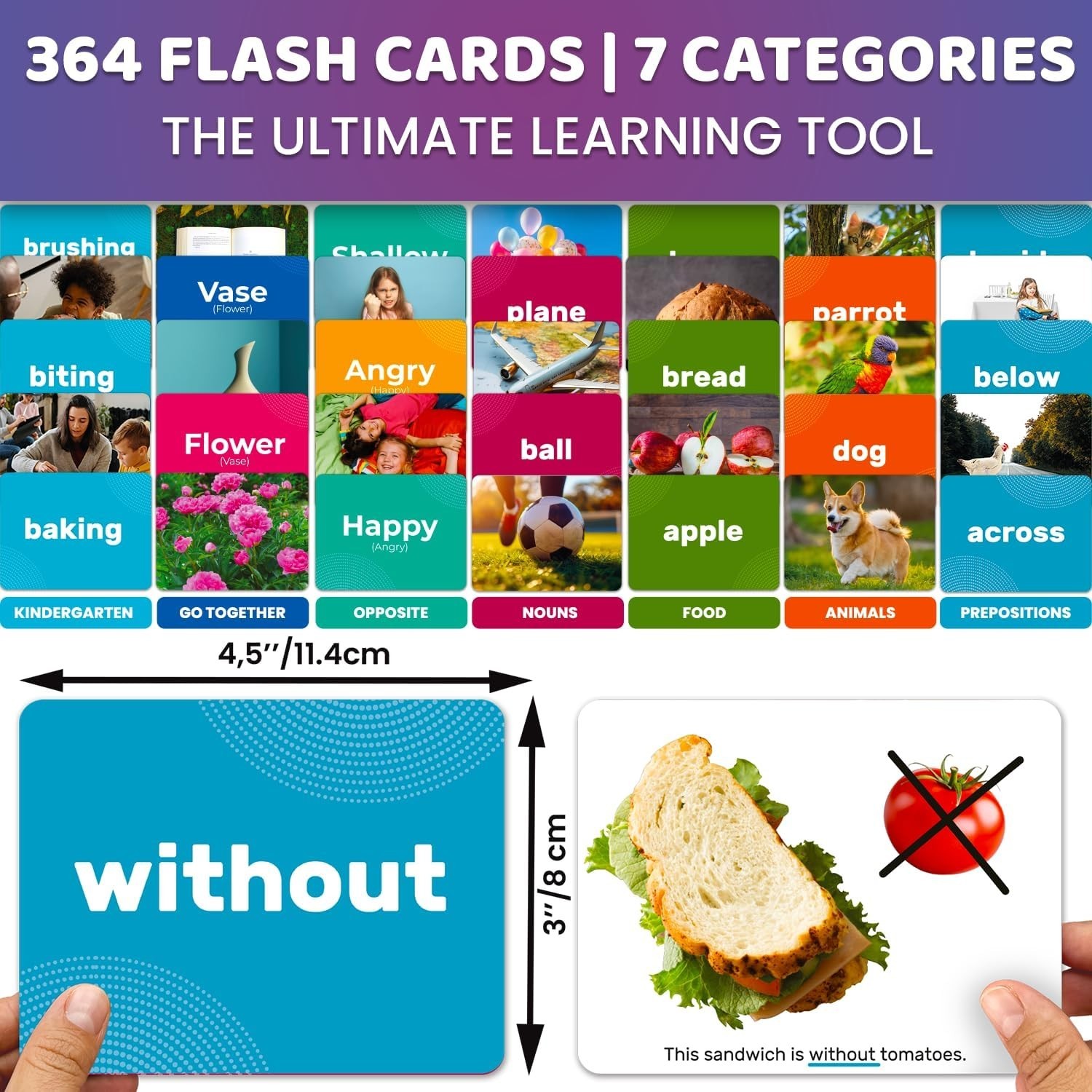 Large Flash Cards 364: Vocabulary, Speech Therapy, ESL, ABA, Pre-K to 3rd Grade
