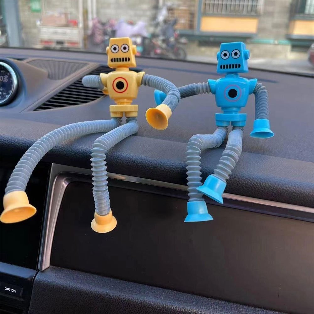 LED Telescopic Suction Cup Robots Toy Stress Relief Light Up Robot Toy JQ