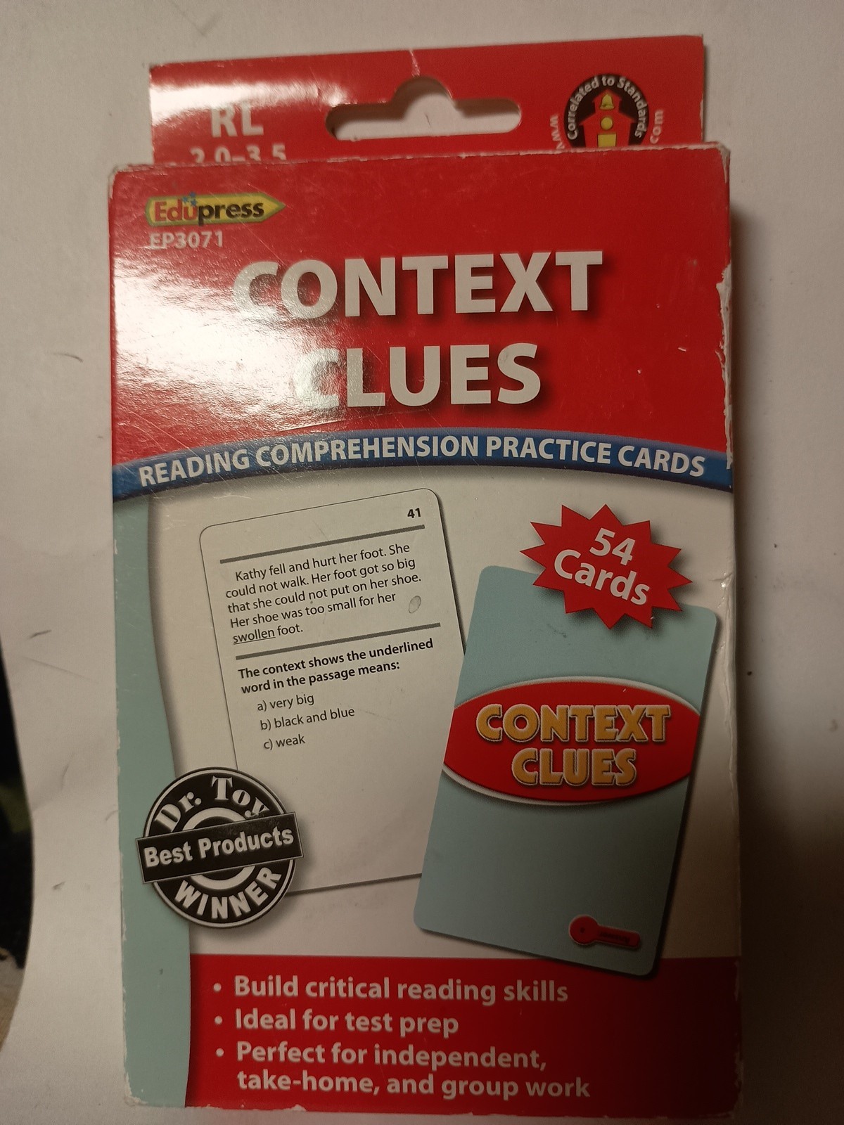 Reading Comprehension Practice Cards Context Clues Red Level EP63071 AA1