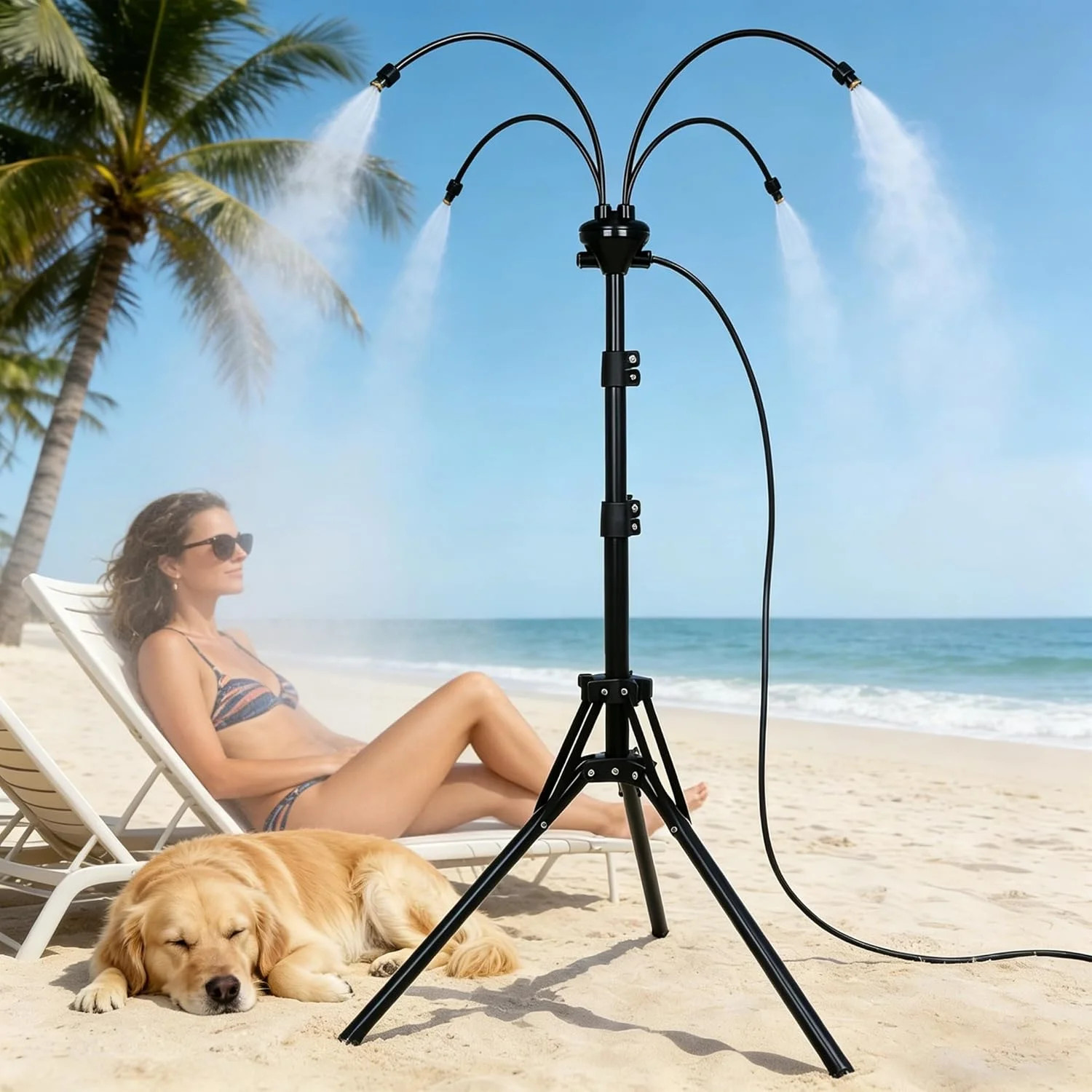 Standing Misters for Outside Patio Cooling, 5.3 FT Adjustable Stand Misting Syst