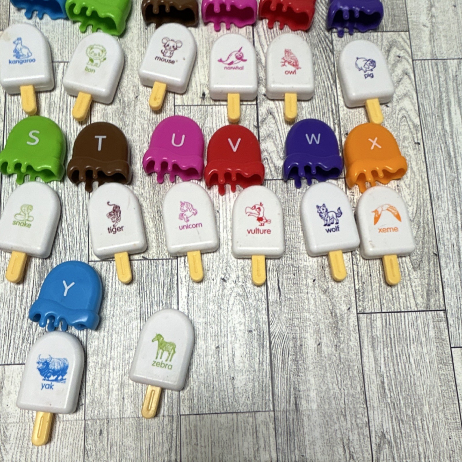 Alphabet Popsicle Educational Toy Set Uppercase Lowercase Letters Animal Names