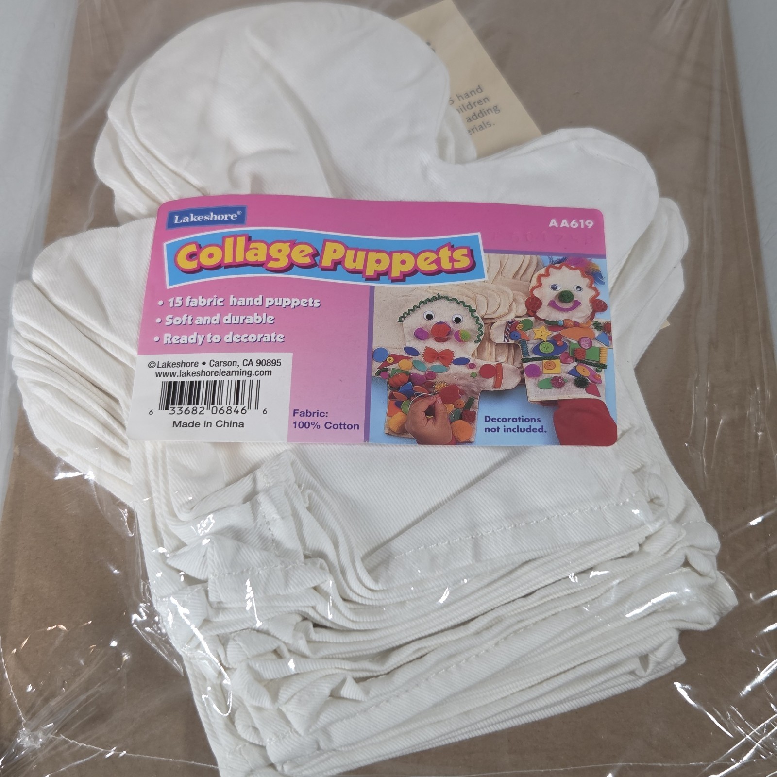 Lakeshore Blank White Collage Puppets Set Of 15 Ready For Decoration – NEW