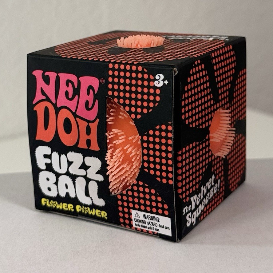 Schylling NeeDoh Fuzz Ball Flower Power Velvet Squeeze AUTHENTIC Orange Edition