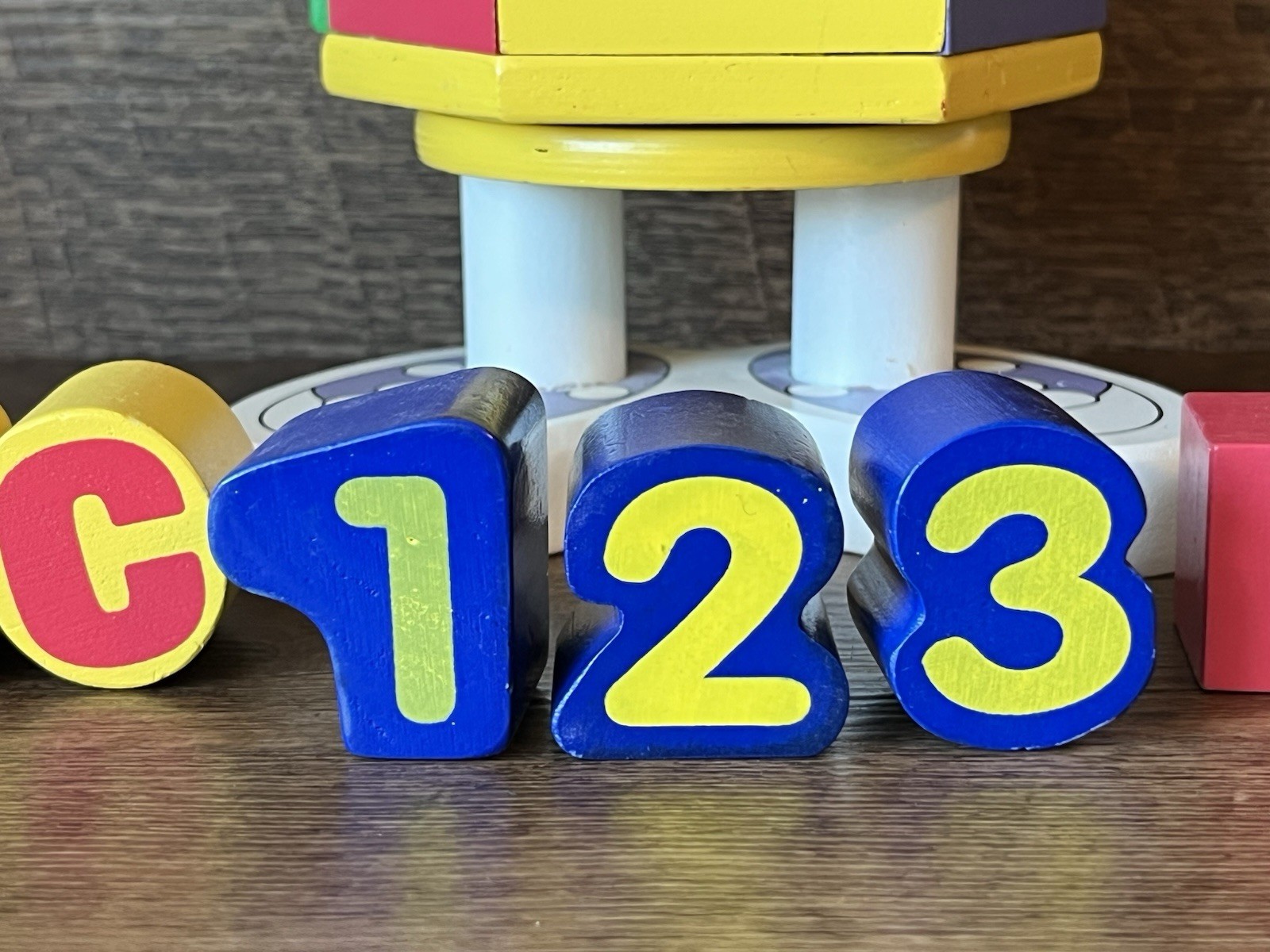 Crayola Learning Tower ABCs 123s Shapes Sorter Toy Colorful Wooden Pieces RARE