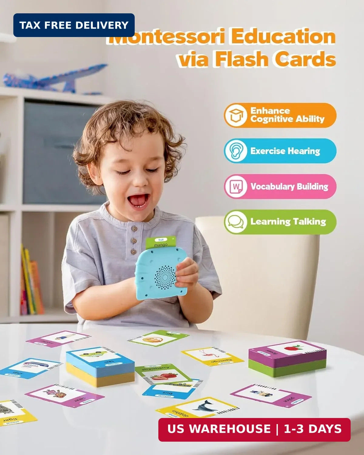 Airbition Talking Flash Cards for Toddlers 1 2 3 4 Year Olds, Montessori Languag