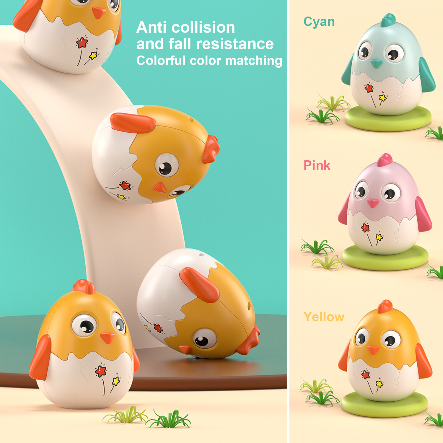 Educational Baby Toy,Chicken Tumbler Bell for Intellectual Development