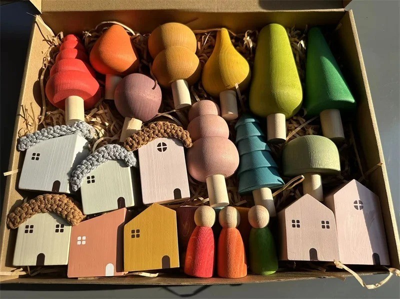 Wooden Montessori Building Blocks Set for Toddlers