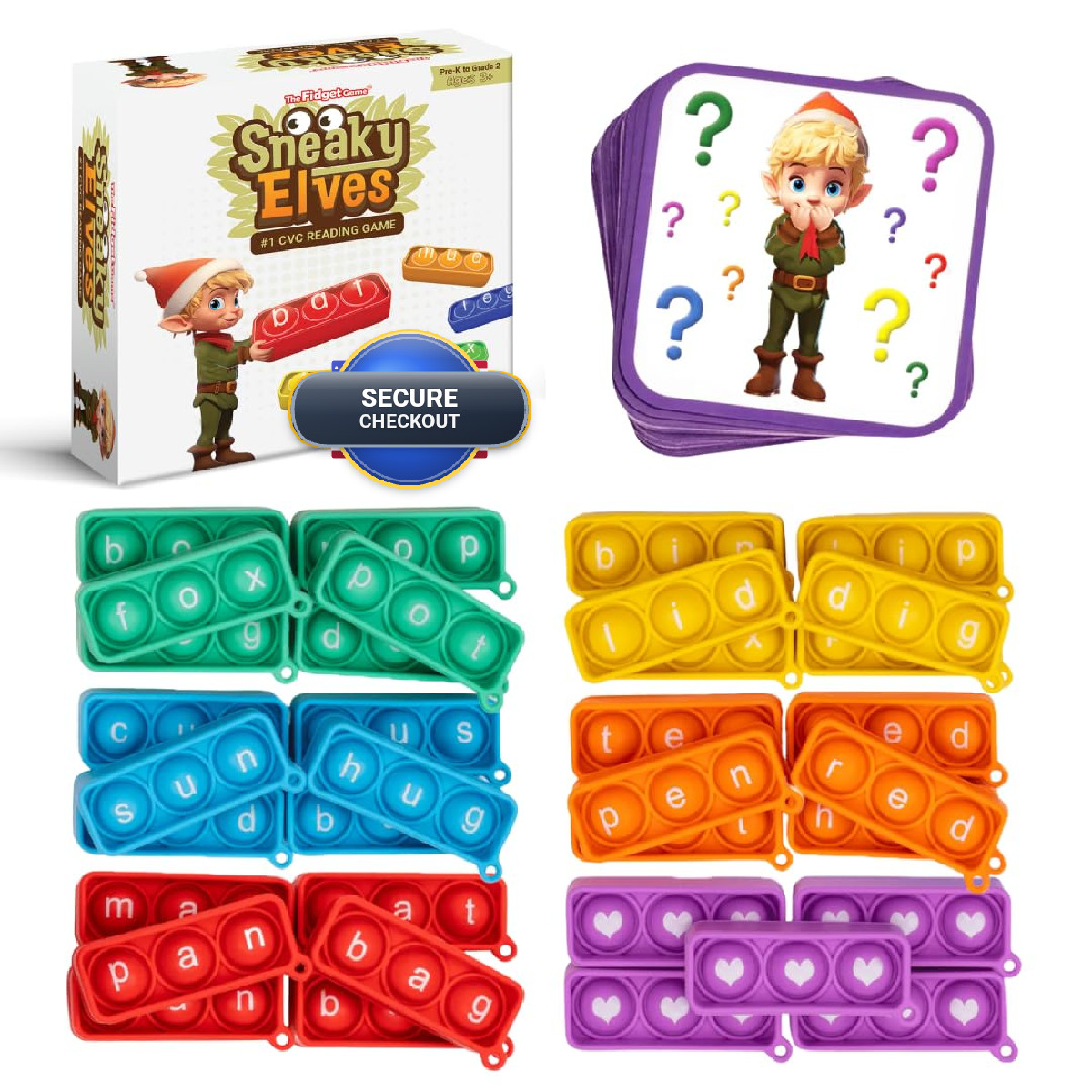 The Fidget Game Sneaky Elves Cvc Sight Words Game Pop Sensory Toy To Learn And