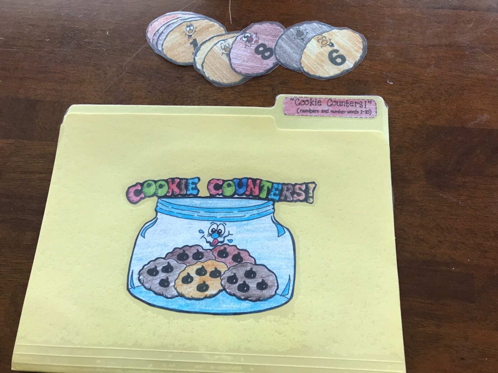 Cookie Counter! Number words Grade 1-4 math file folder game teacher