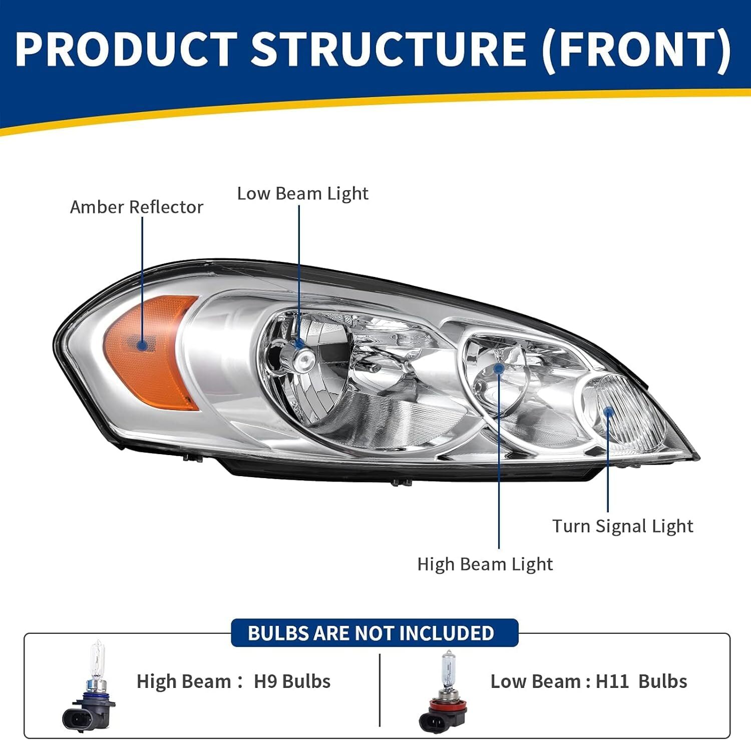 AUTOSAVER88 Headlight Assembly Compatible with 2006-2013 Chevy Impala 2014-2016
