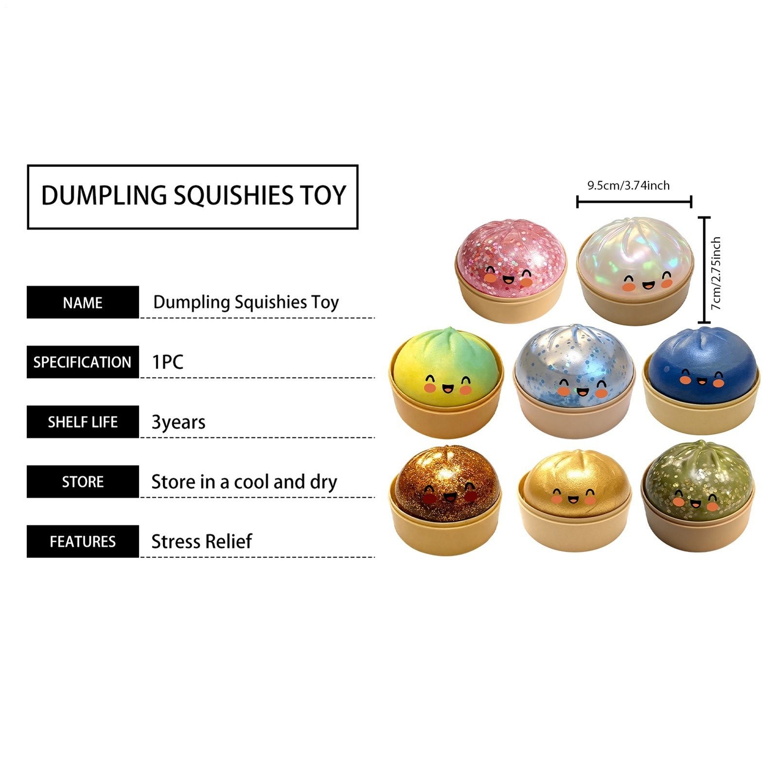 New Five Below Surprise Squishy Dumpling Bun Glitter Rare Toy Collectible TL