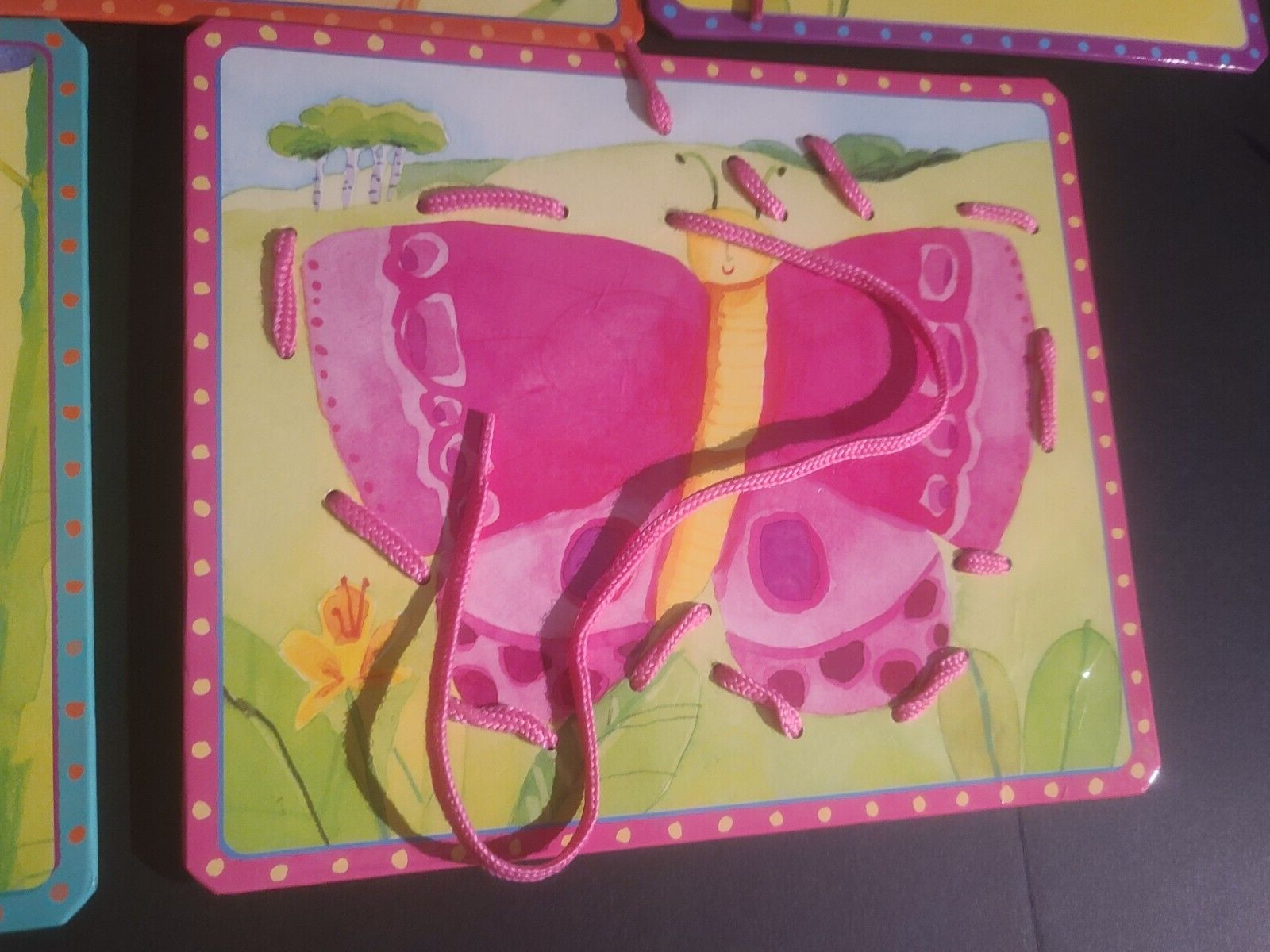 (SET OF 8) eeBoo Friendly Bugs Lacing Sewing Card Set (DAMAGED BOX)