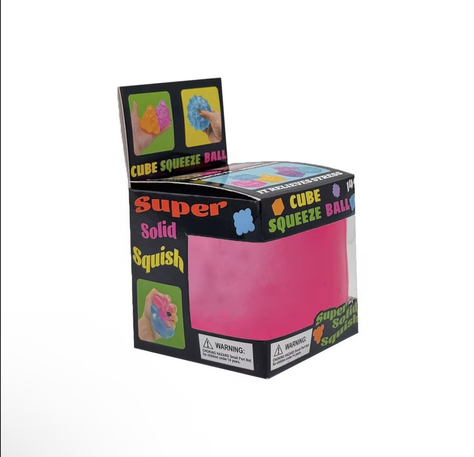 Super Solid Squish Cube Squeeze Ball Sensory Toy Pink 3+ Years