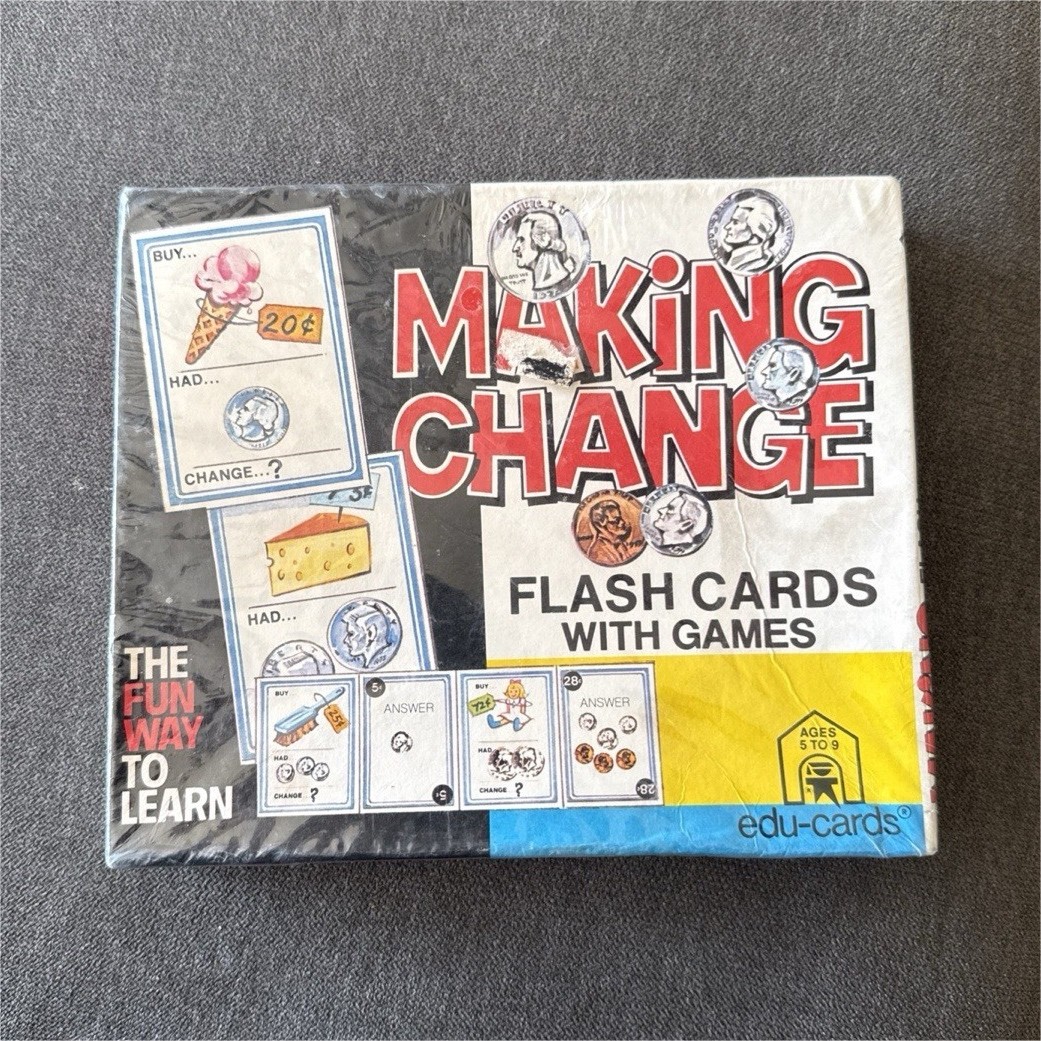 Edu-Cards Making Change Math Flash Cards Ages 5-9 1977 Multicolor