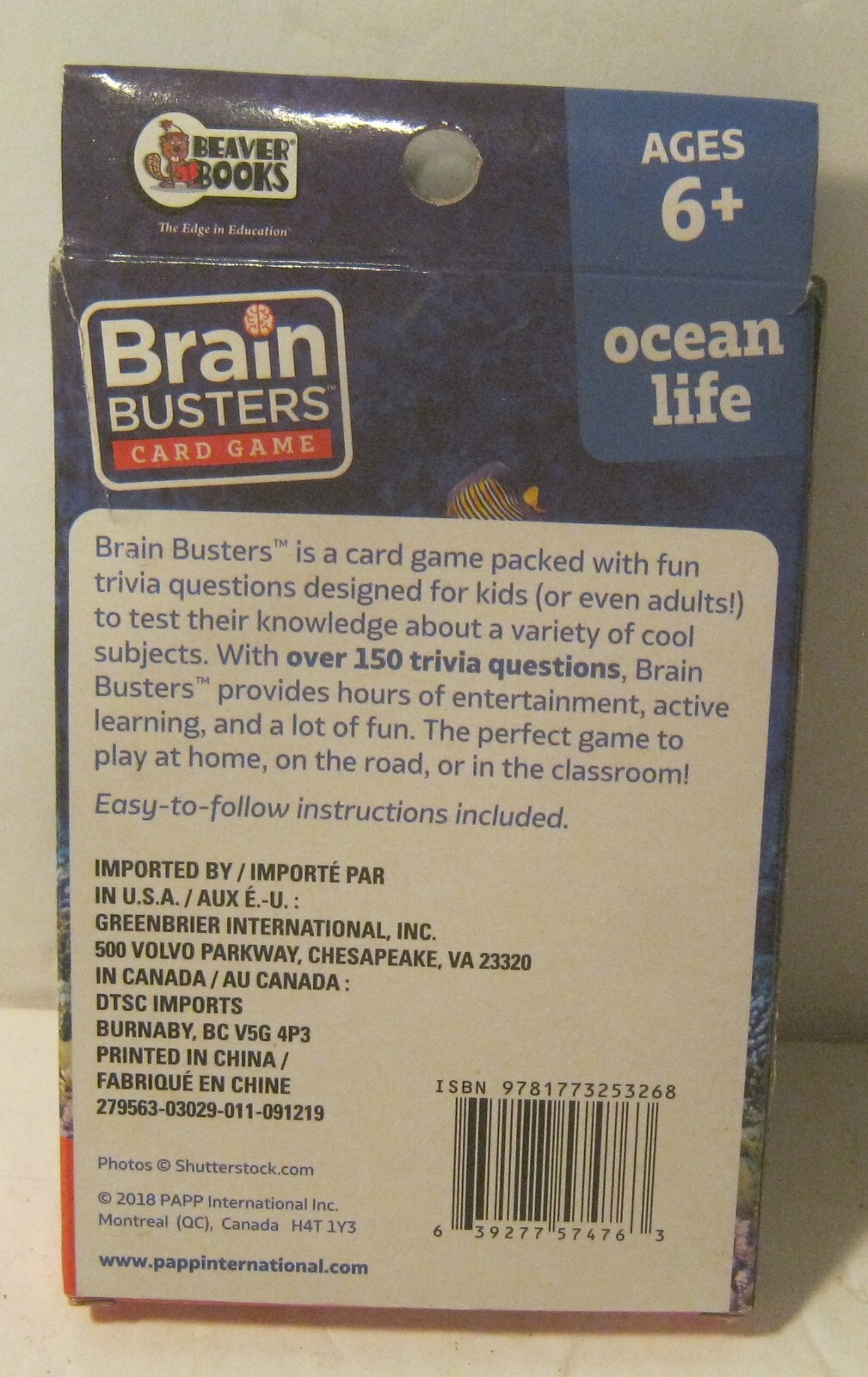 2018 Beaver Books BRAIN BUSTERS Card Game OCEAN LIFE Complete!!