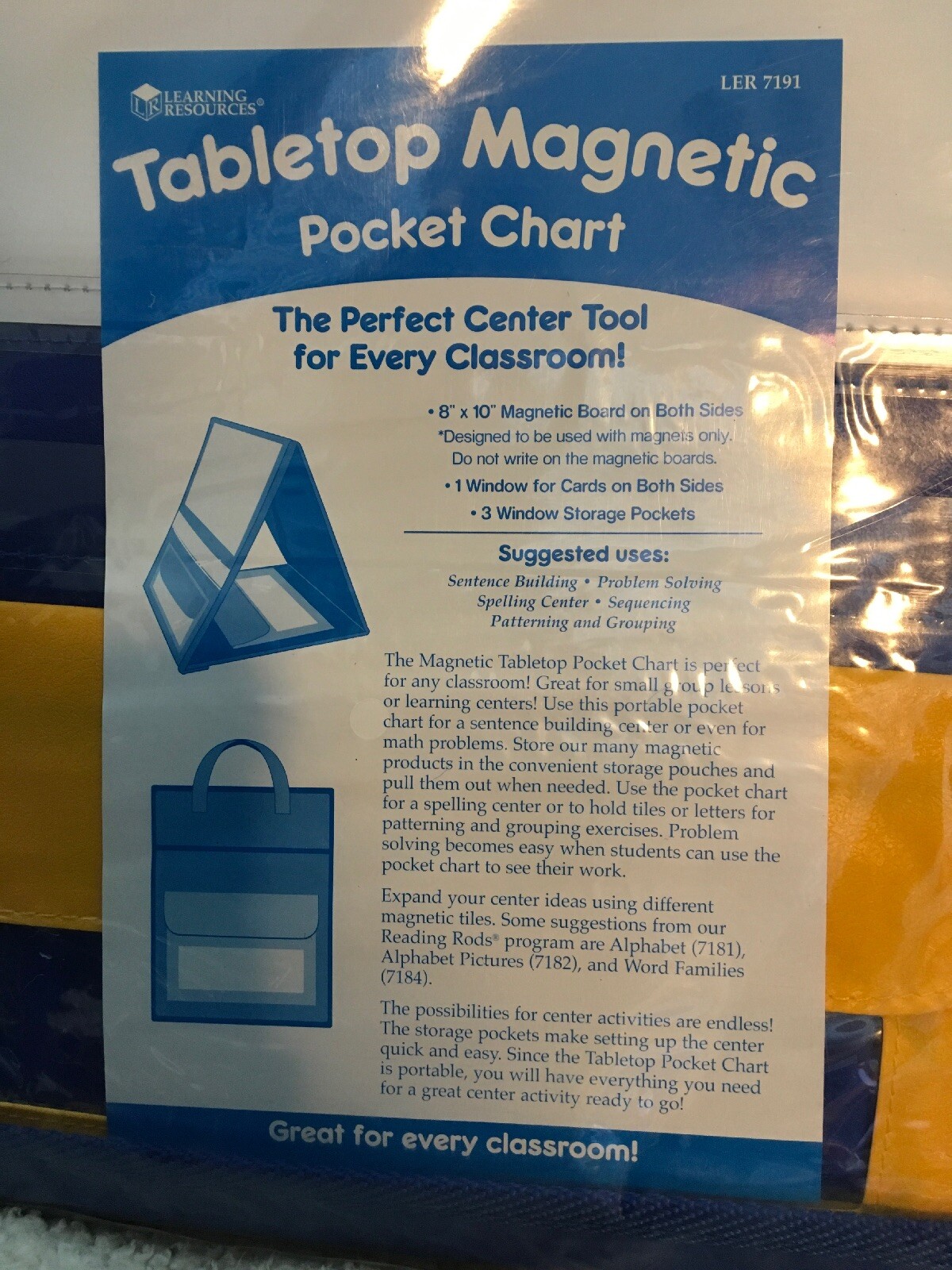 Learning Resources Double-Sided Magnetic Tabletop White Board Pocket Chart