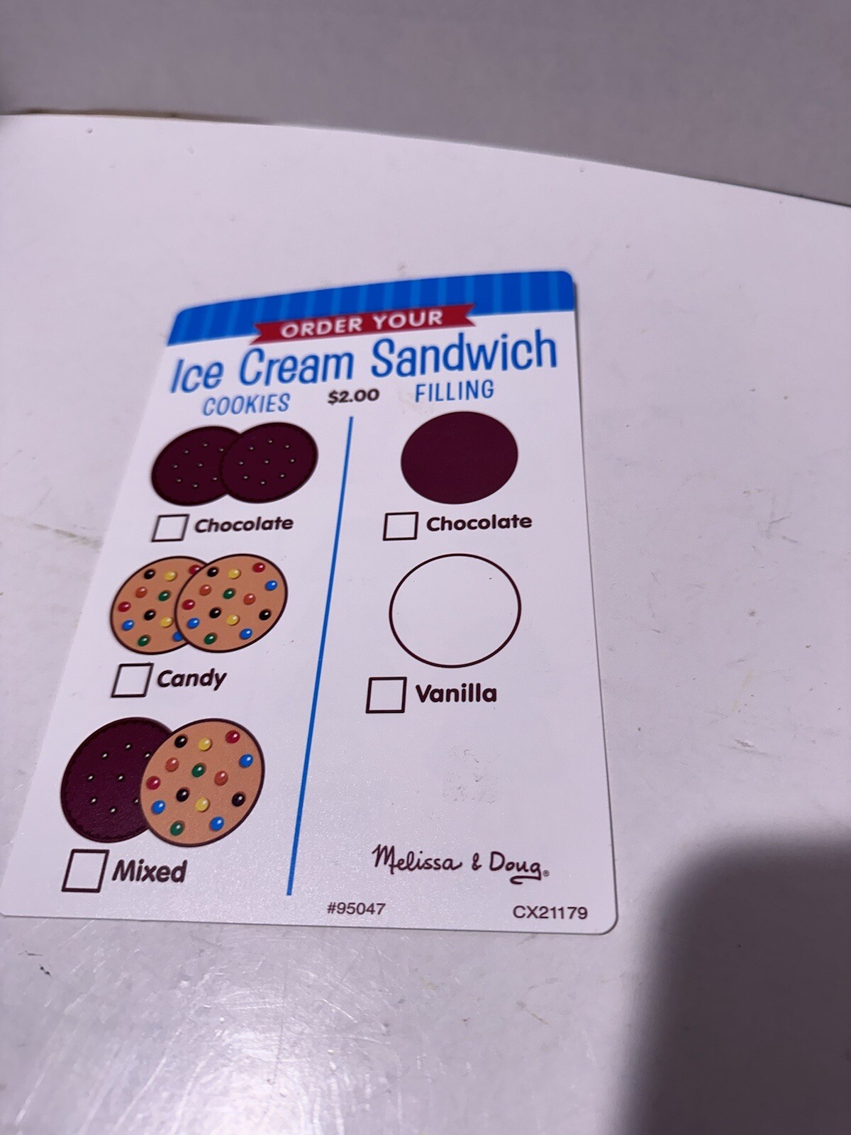 Replacement Melissa & Doug Pretend Ordering Ice Cones And Sandwiches