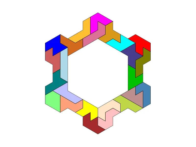 Heptiamond Puzzle with Box – 24 Unique Pieces, Double-sided Challenge