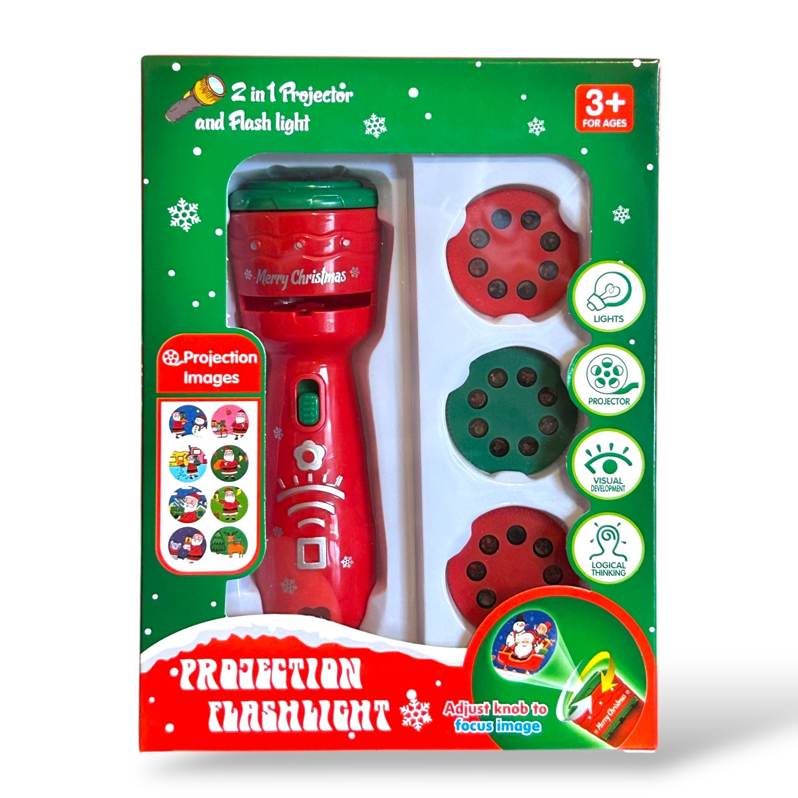 NEW! 2-in-1 Flashlight Slide Projector Educational Kids Christmas Gift Toy