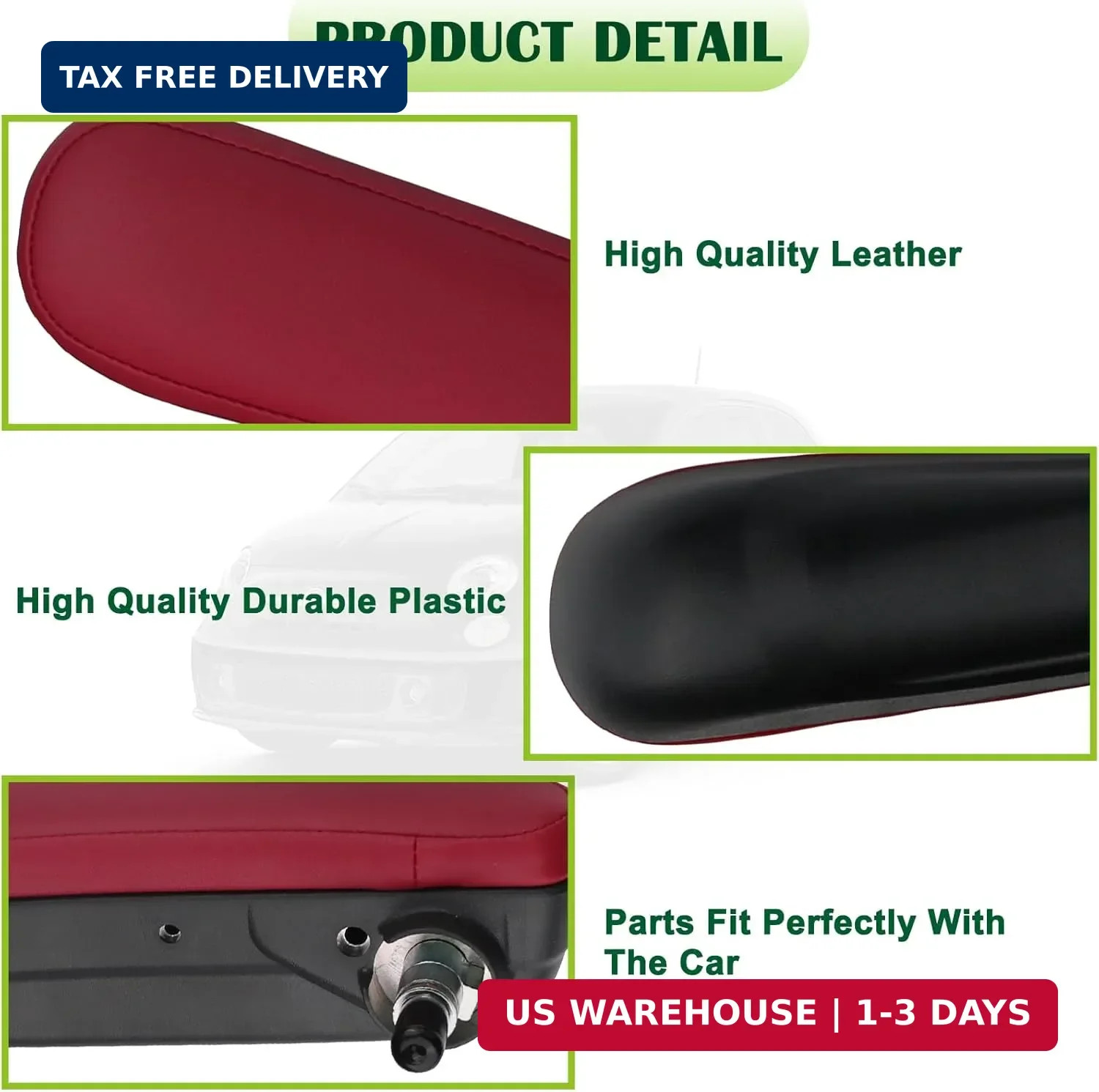 Front Driver Side Seat Armrest Adjustable Arm Rest Red Compatible with 2016-2019