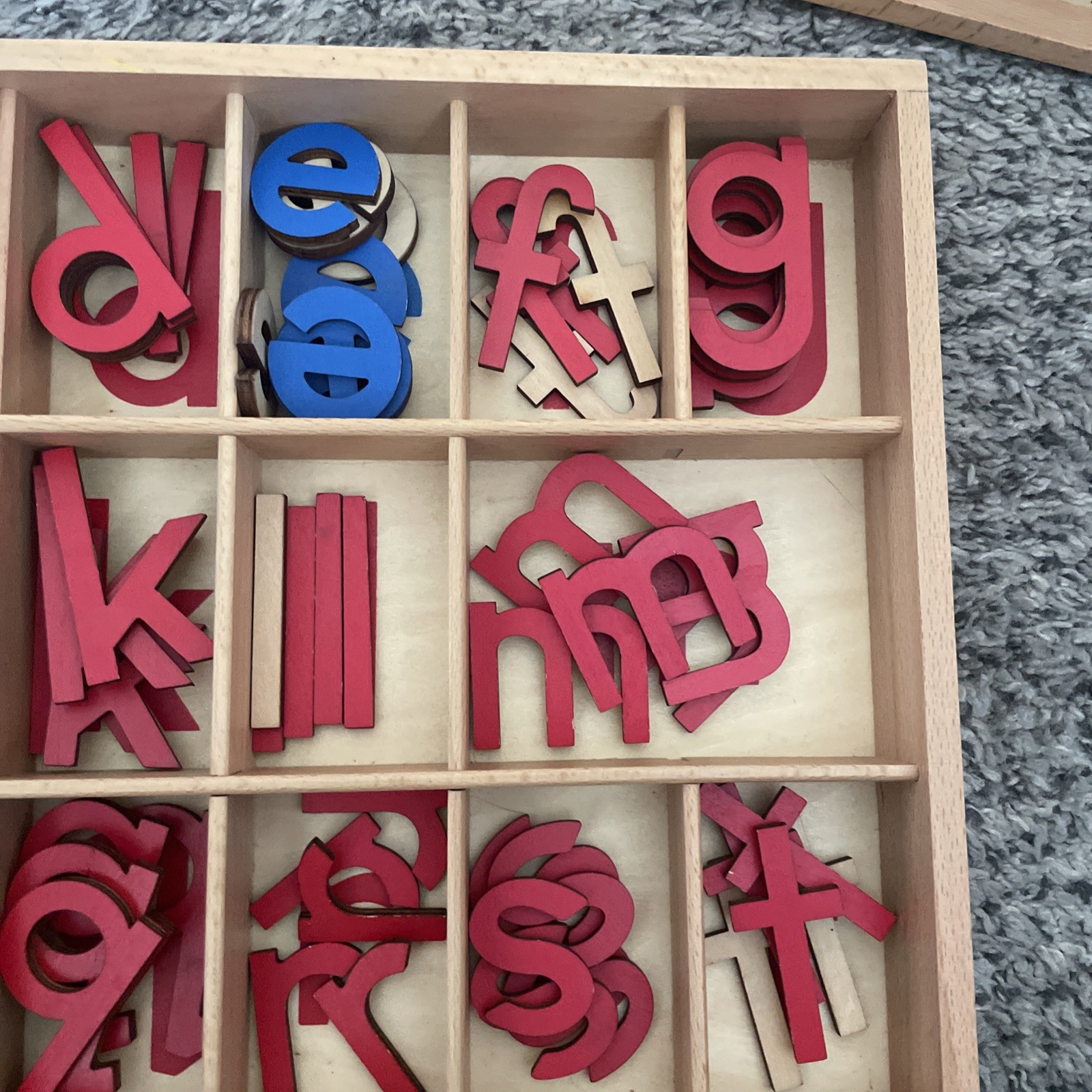Montessori Wooden Movable Alphabet Medium Lowercase & wooden Box