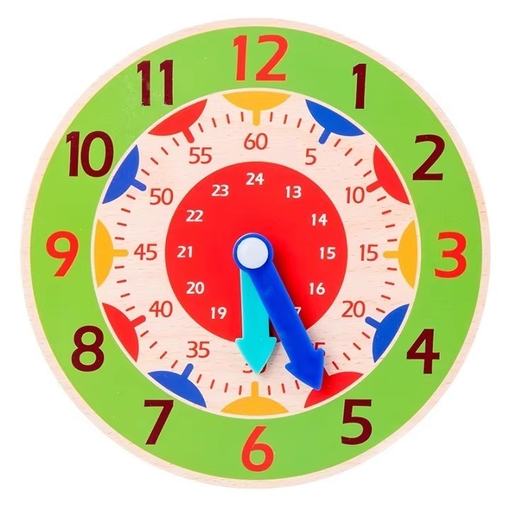 Wooden Montessori Teaching Clock 14cm / 5.5″ Kids Time Learning Toy Toddler Aid