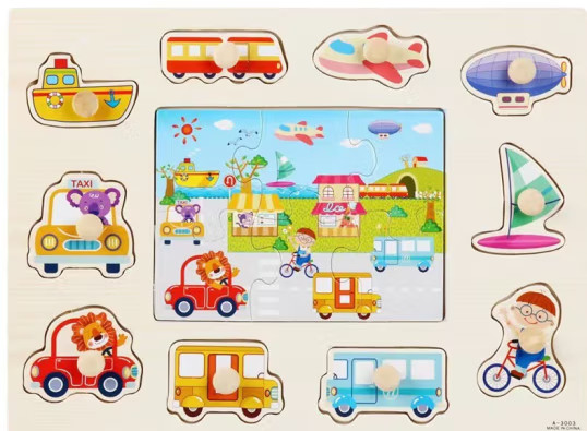 Wooden Puzzle Toy Early Educational Toy Baby Hand Grasp Alphabet Digits For Kids