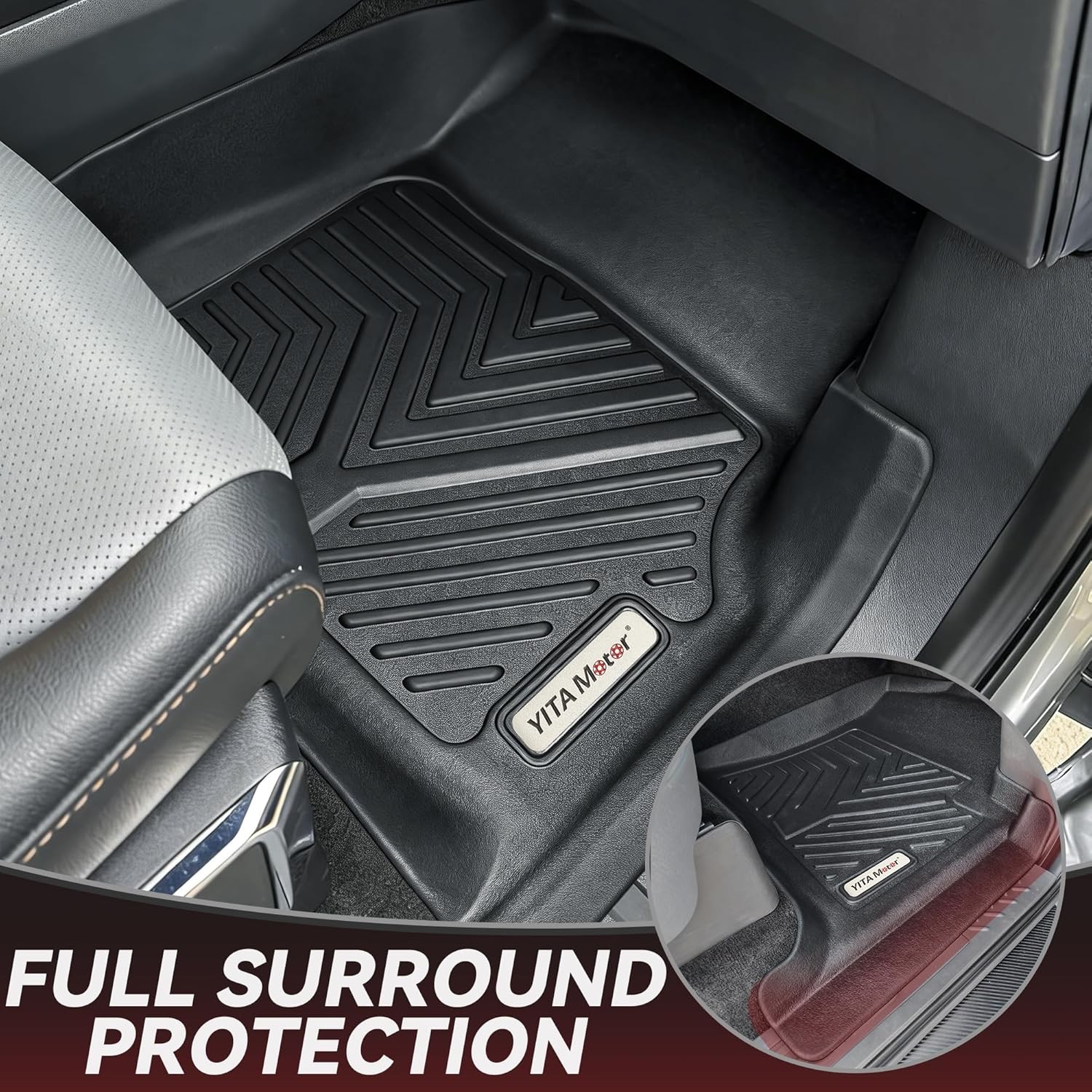 Floor Mats Fit for Ford F-150/F150 Lightning SuperCrew Cab 2025-2015(Rear w/o U-