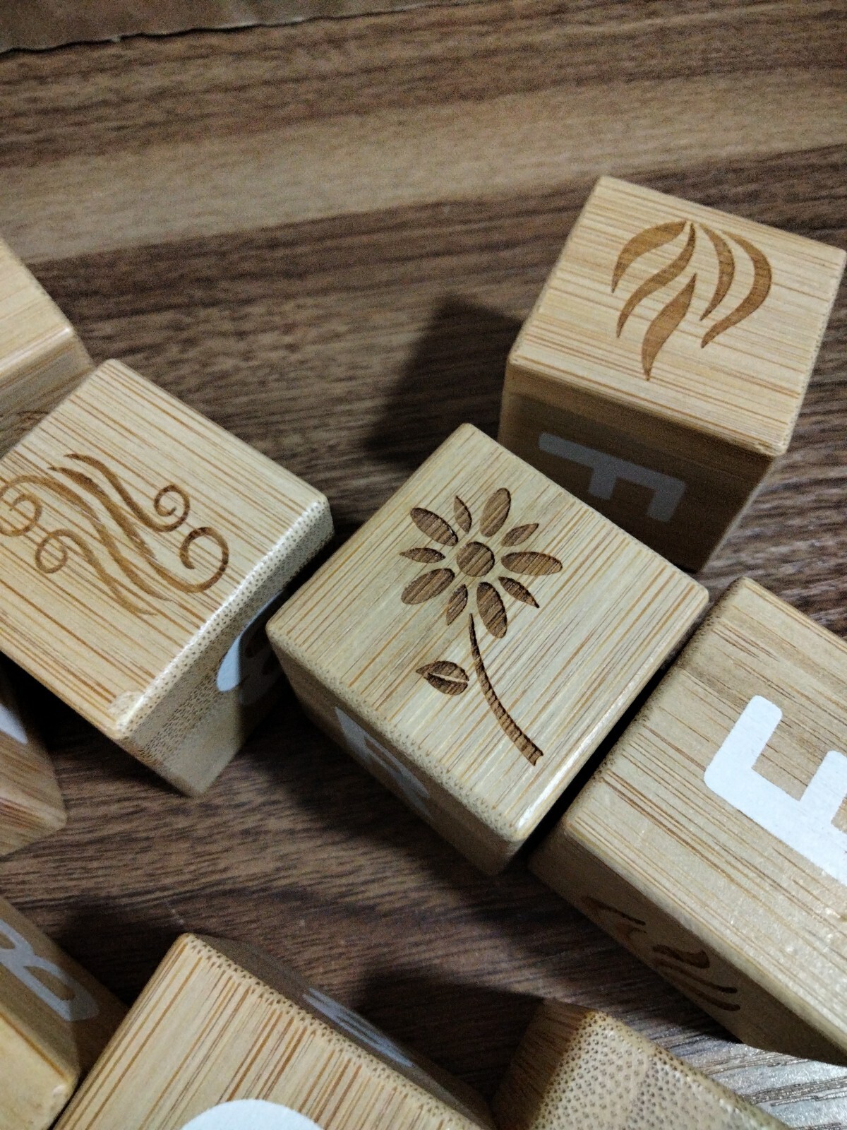 Kinderfeets Bamboo ABC 123 Blocks Symbols Of 4 Seasons & 4 Elements Of Earth