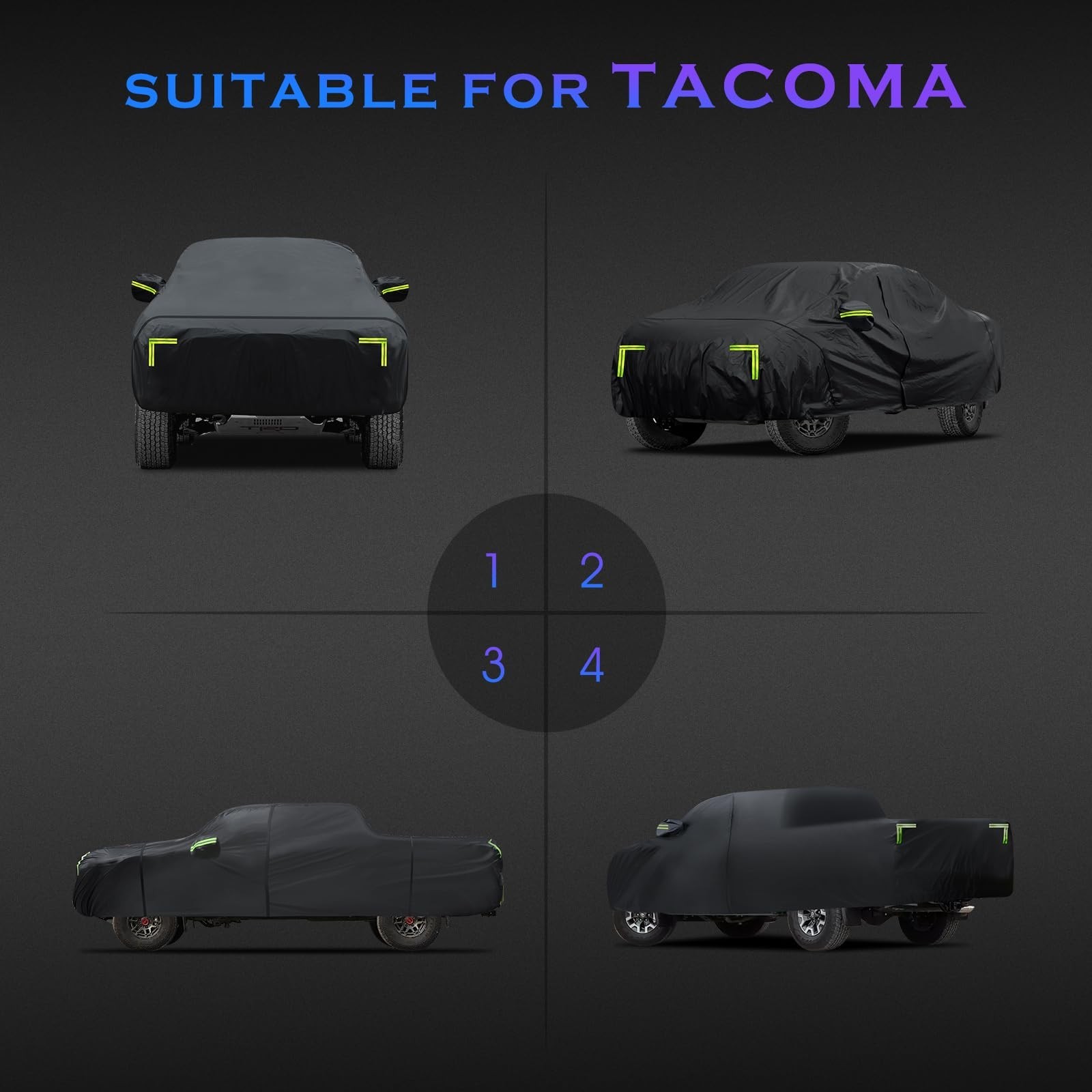 Car Cover Custom Fit for Toyota Tacoma 2005-2023,6 Layers Truck Cover Waterpr…