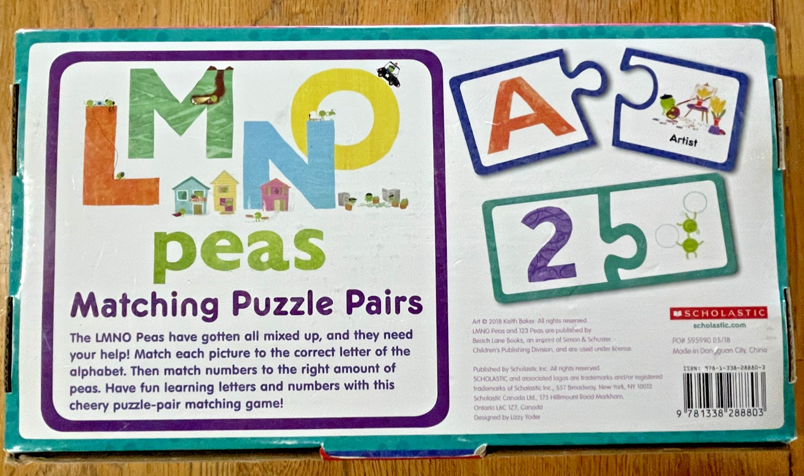 Scholastic LMNO Peas Matching Puzzle Pairs Alphabet Numbers 72 Pieces w/Book