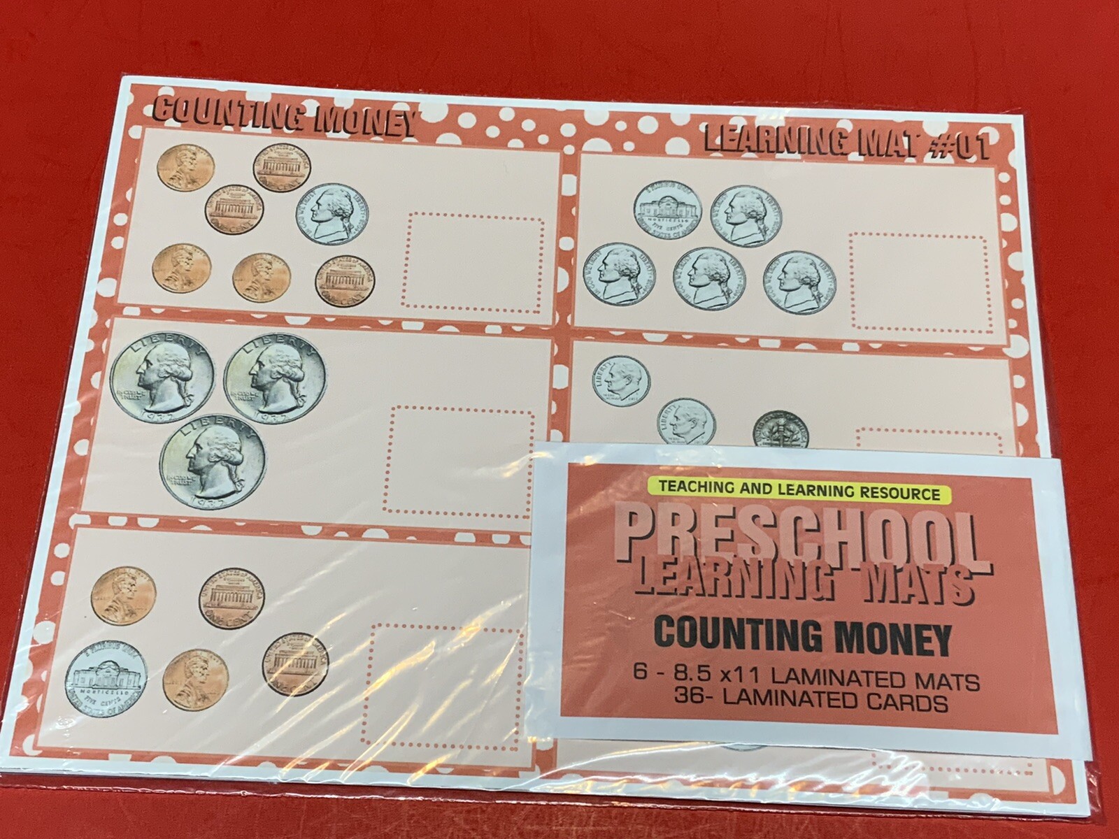 Counting Money – Set of 6 Learning Mats / Cards – Laminated Activity
