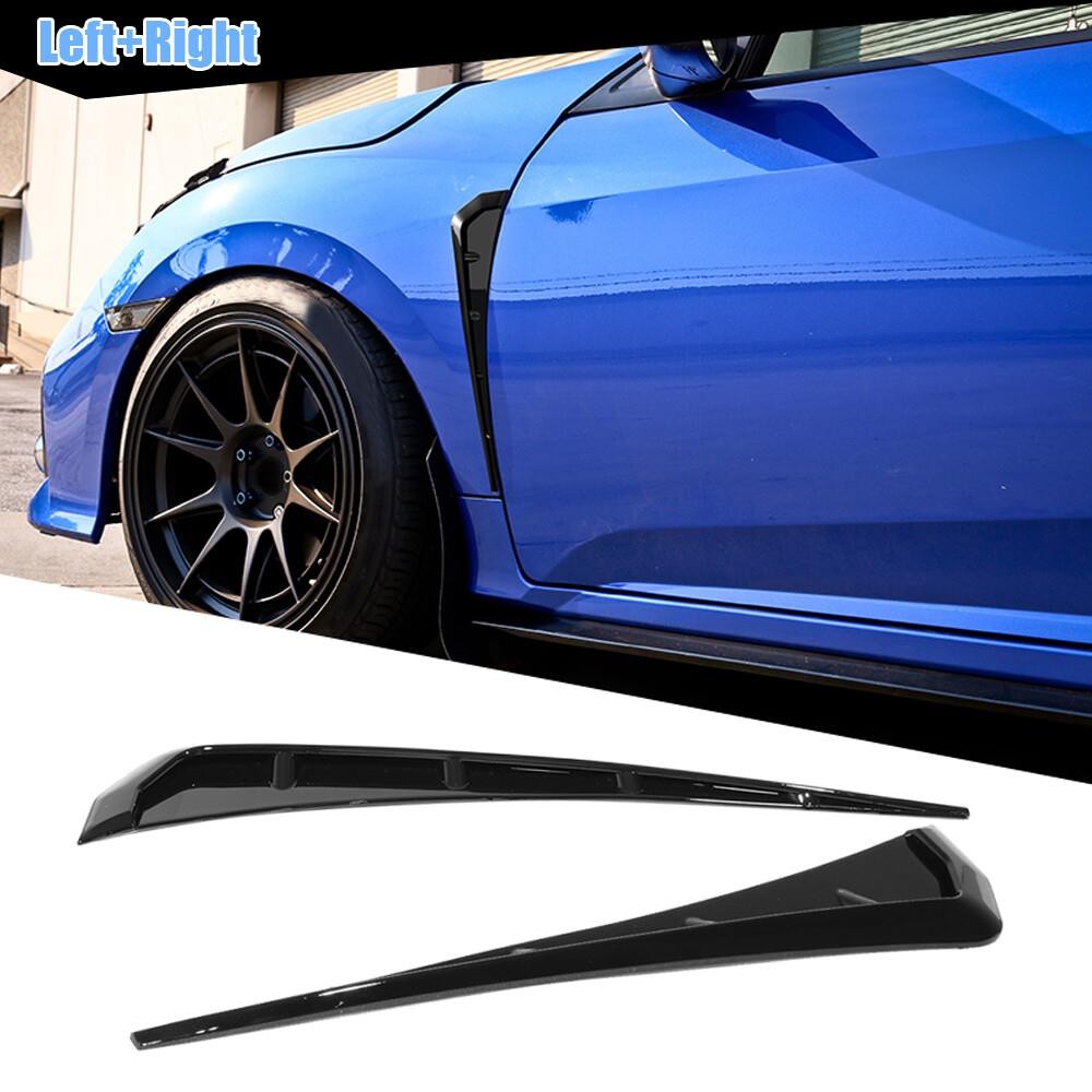 2pcs Glossy Black Car Side Fender Vent Air Wing Cover Body Trim Accessories