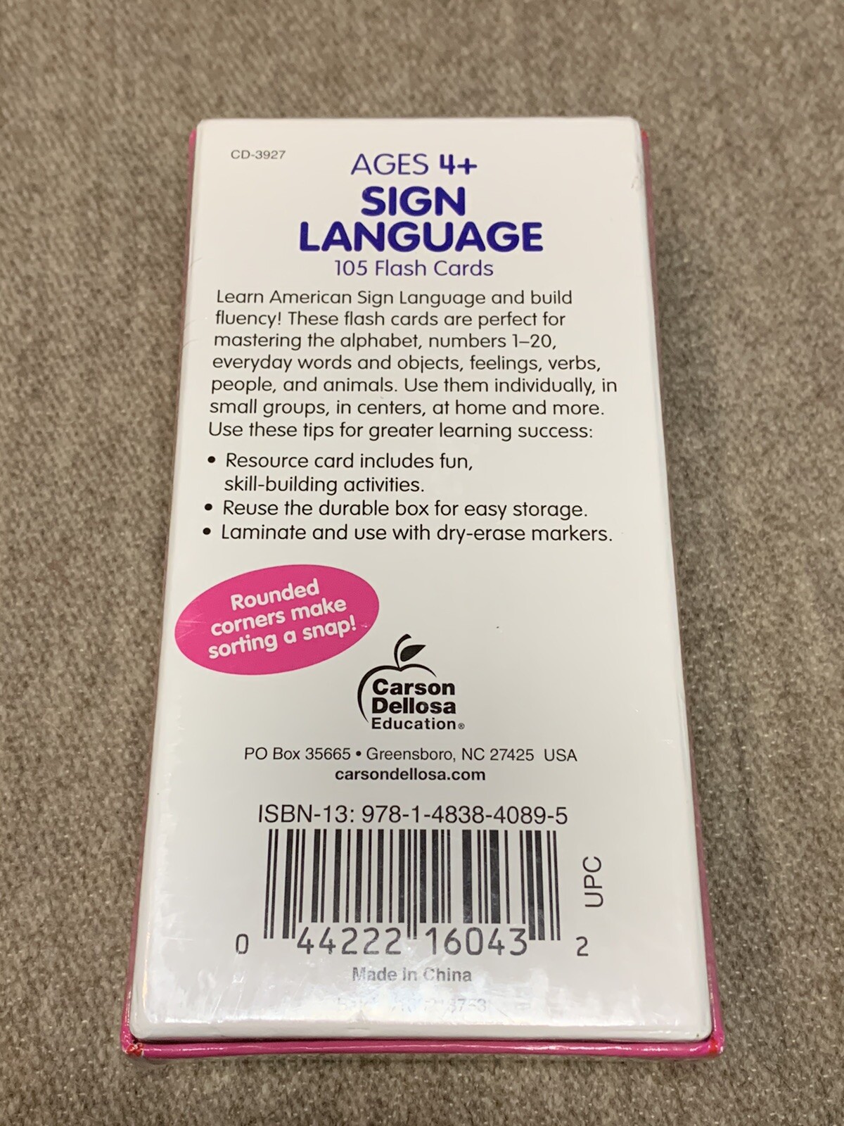 Carson Dellosa American Sign Language Flash Cards, 122 ASL Signs 105 Cards