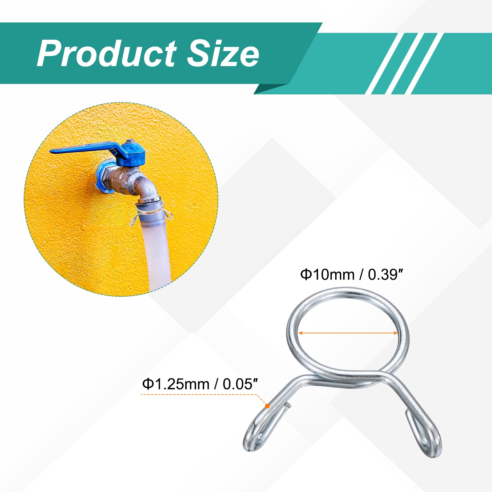 30Pcs 10mm ID 10mm Clamp Dia. Fuel Line Hose Clips Spring Clips, Blue White