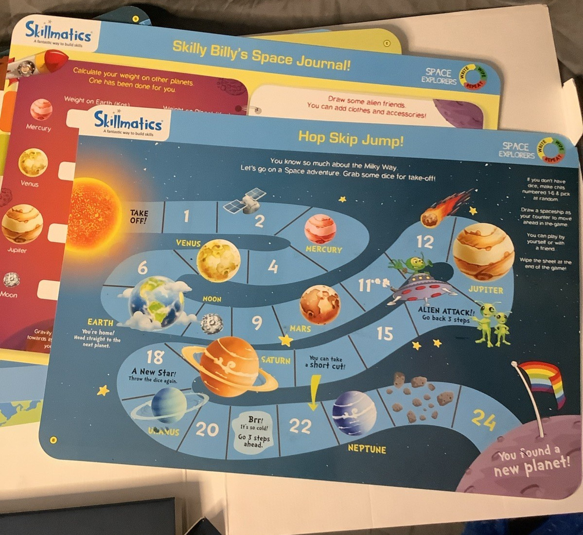 Skillmatics Write And Wipe Activity Mats SPACE EXPLORERS Ages 6-9