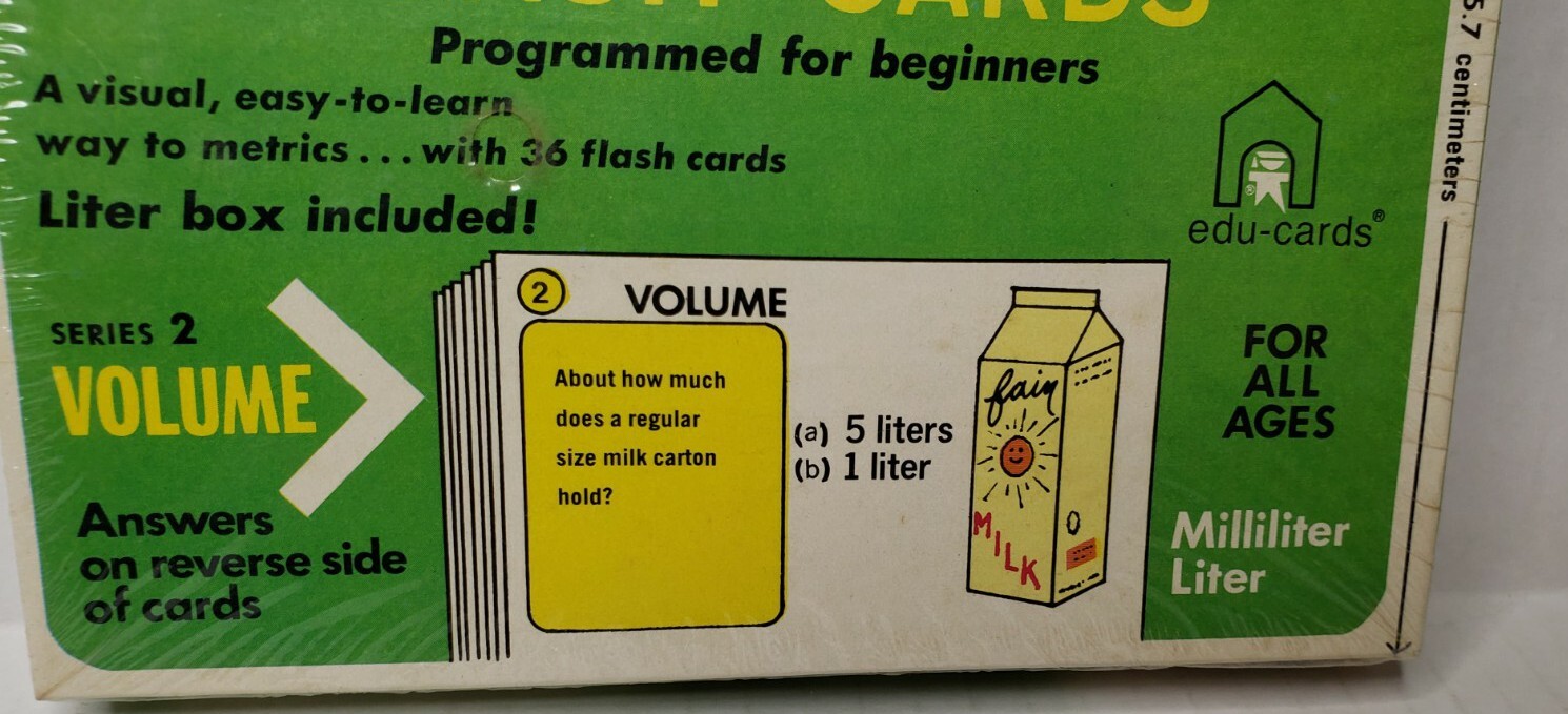 Metric Flash Cards Edu Cards Volume Vintage 1976 New In Sealed Box