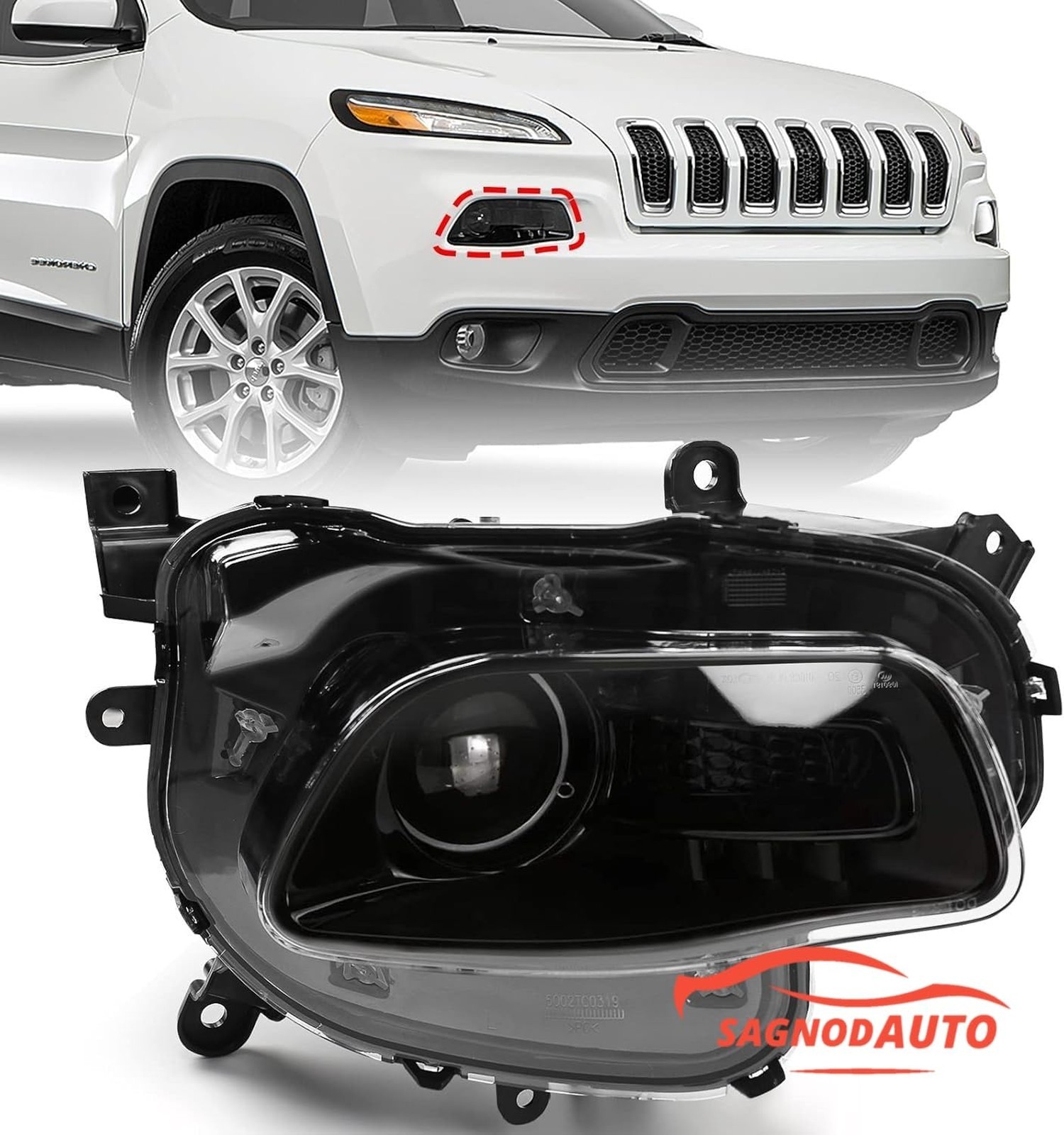 Headlight compatible with 2014-2018 Jeep Cherokee Right Passenger Side