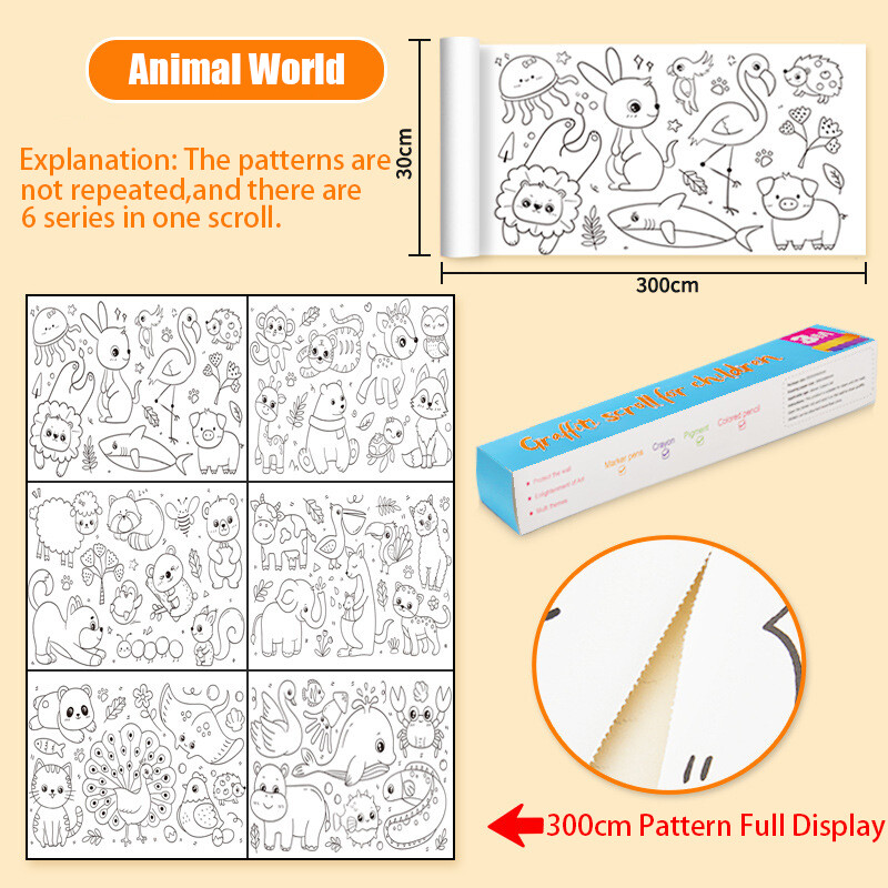 3-Meter Graffiti Scroll Children’s Drawing Roll DIY Kid Painting Educational Toy