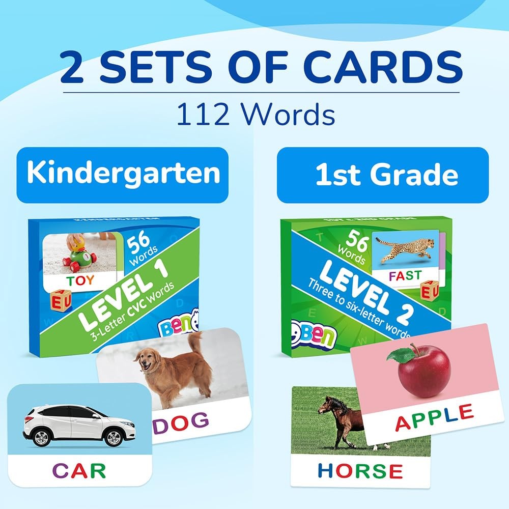Spelling Games with Flash Cards, 112 Words, Montessori Toys for 3 4 5 6 Years…