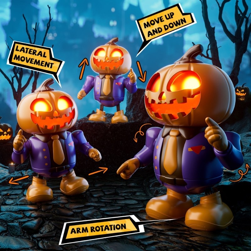 Dancing Skeleton Toy Robot Pumpkin Swinging Skeleton For Halloween Party