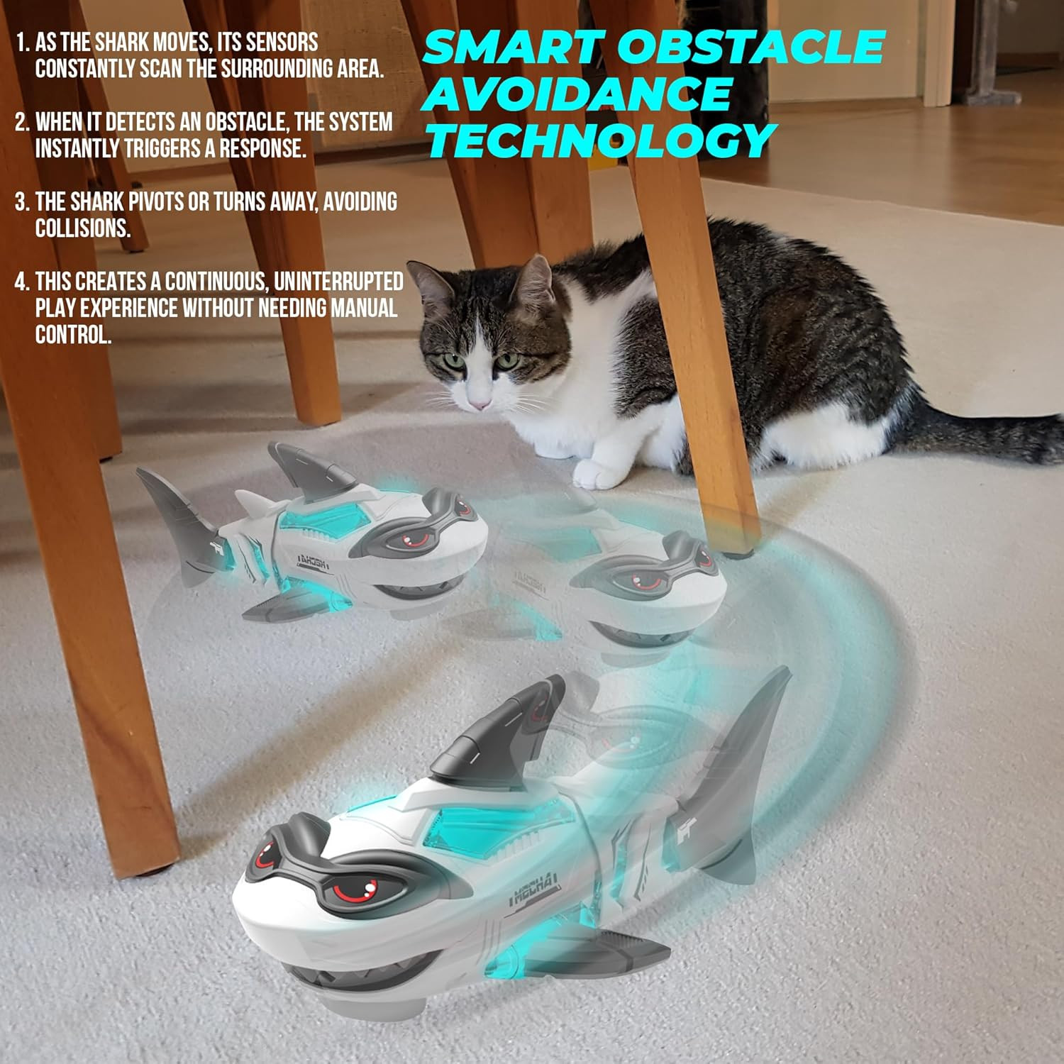 Interactive Crawling Shark Toy with Music and Lights for Infants and Toddlers
