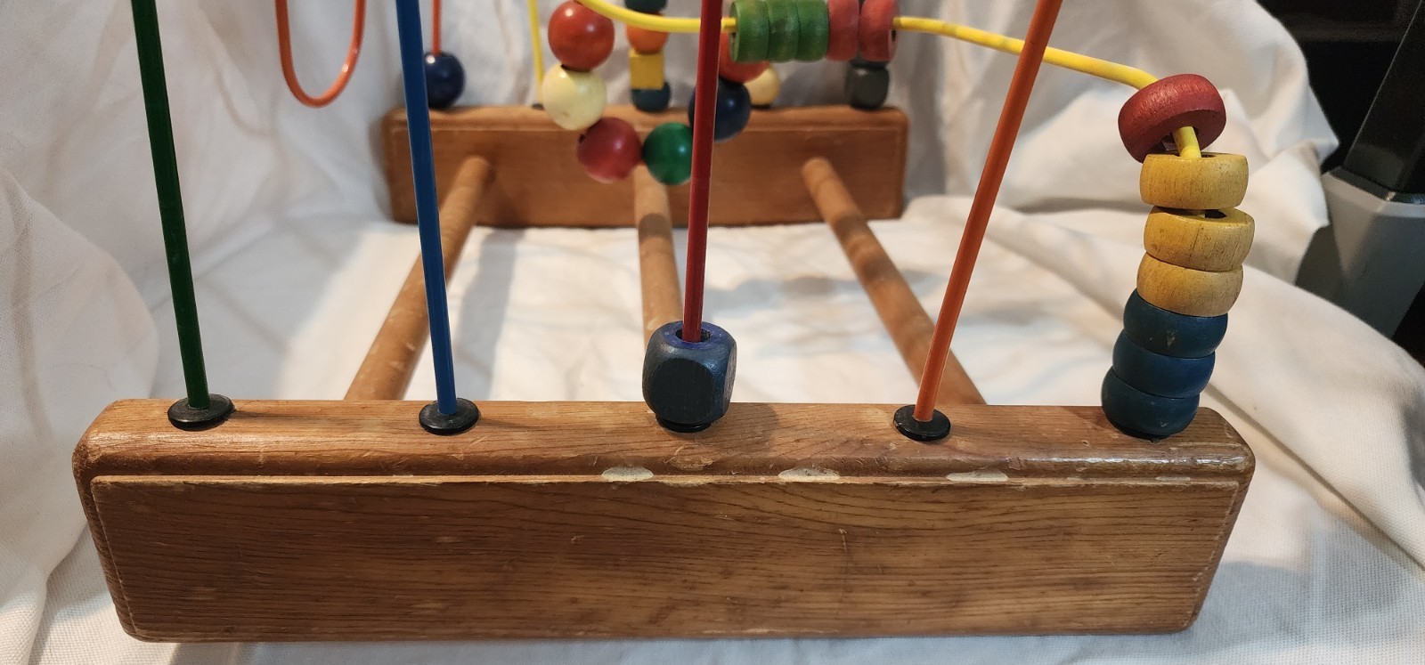 Vintage Anatex Rollercoaster Bead Maze Wood Wire Toy Large LA Calif USA 1970s
