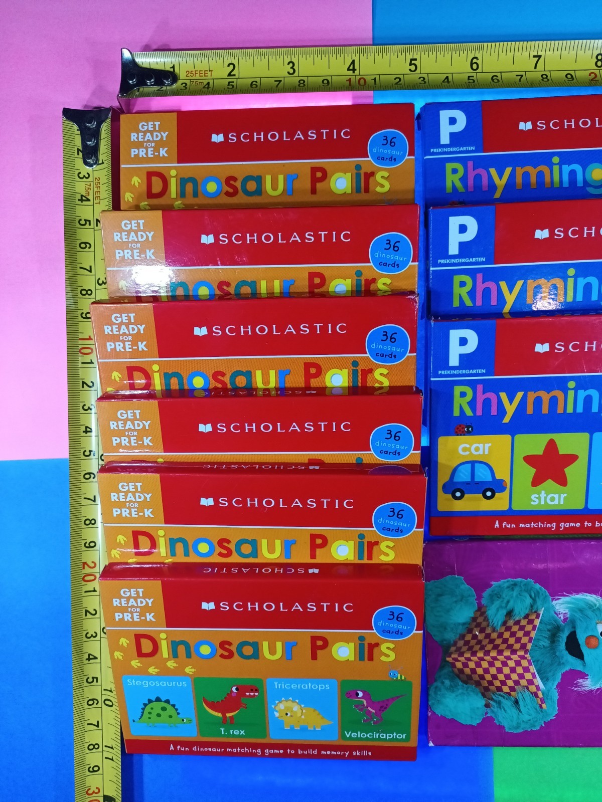 Scholastic Sesame Street Dinosaur Rhyming Words Flash Cards Matching Lot of 10