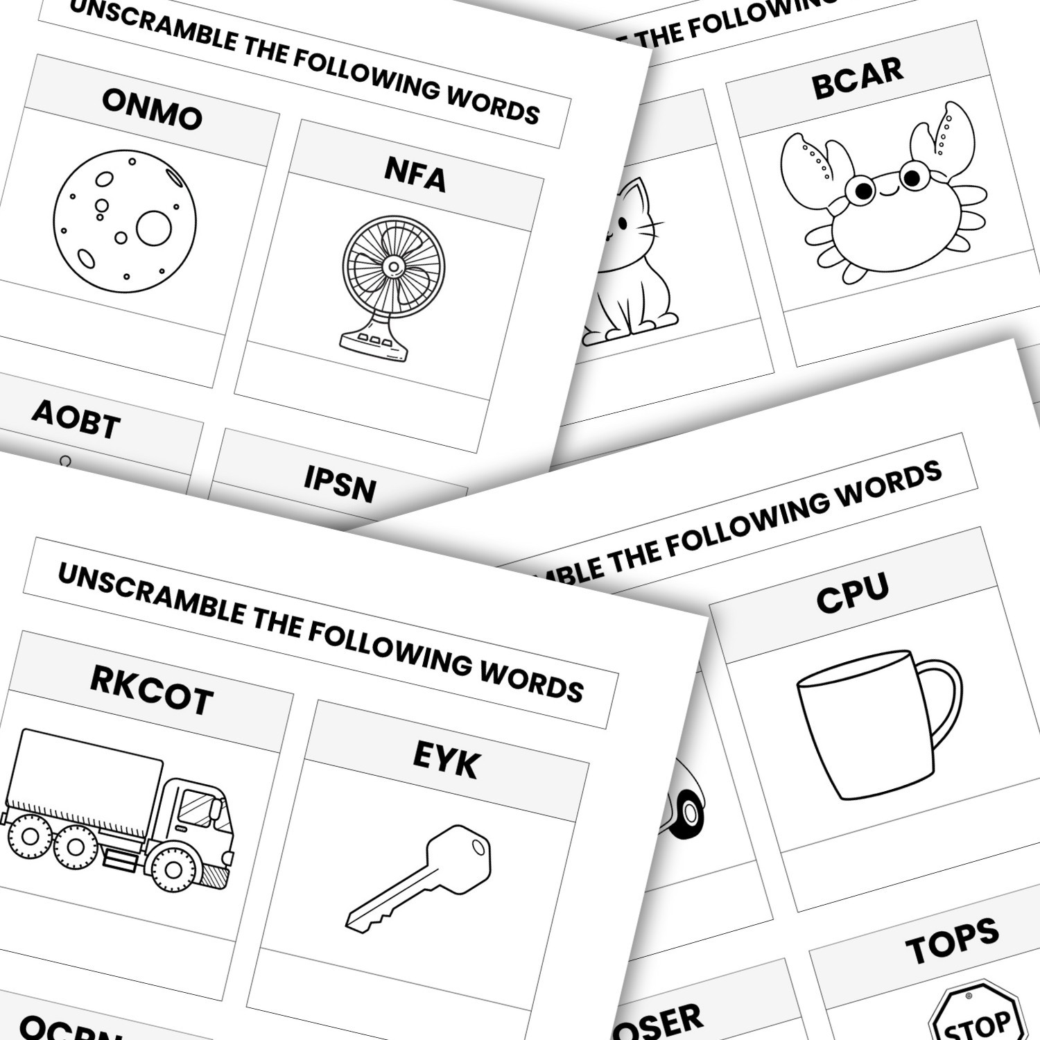 Word Scramble Worksheets for Kids | Fun Printable Unscramble Activity Pages