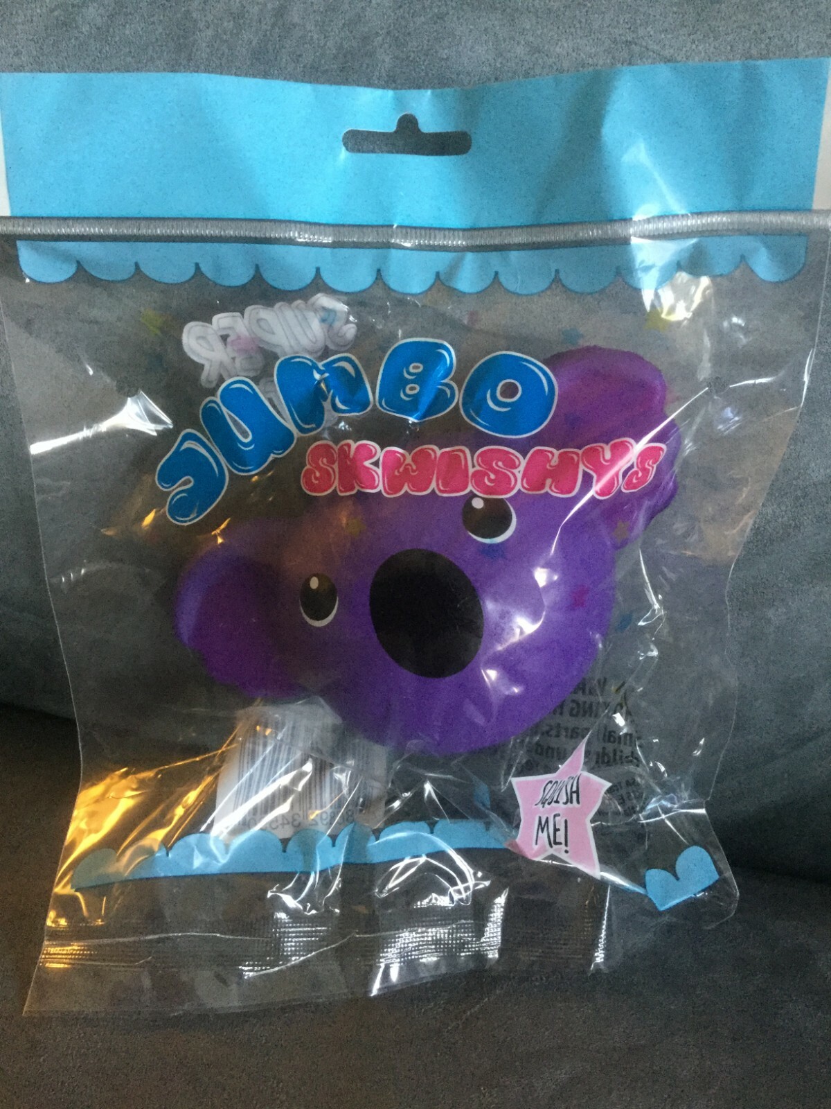 MSA TRADING, INC. JUMBO SKWISHYS SOFT SQUISH 4″ PURPLE PANDA BEAR HEAD – NEW